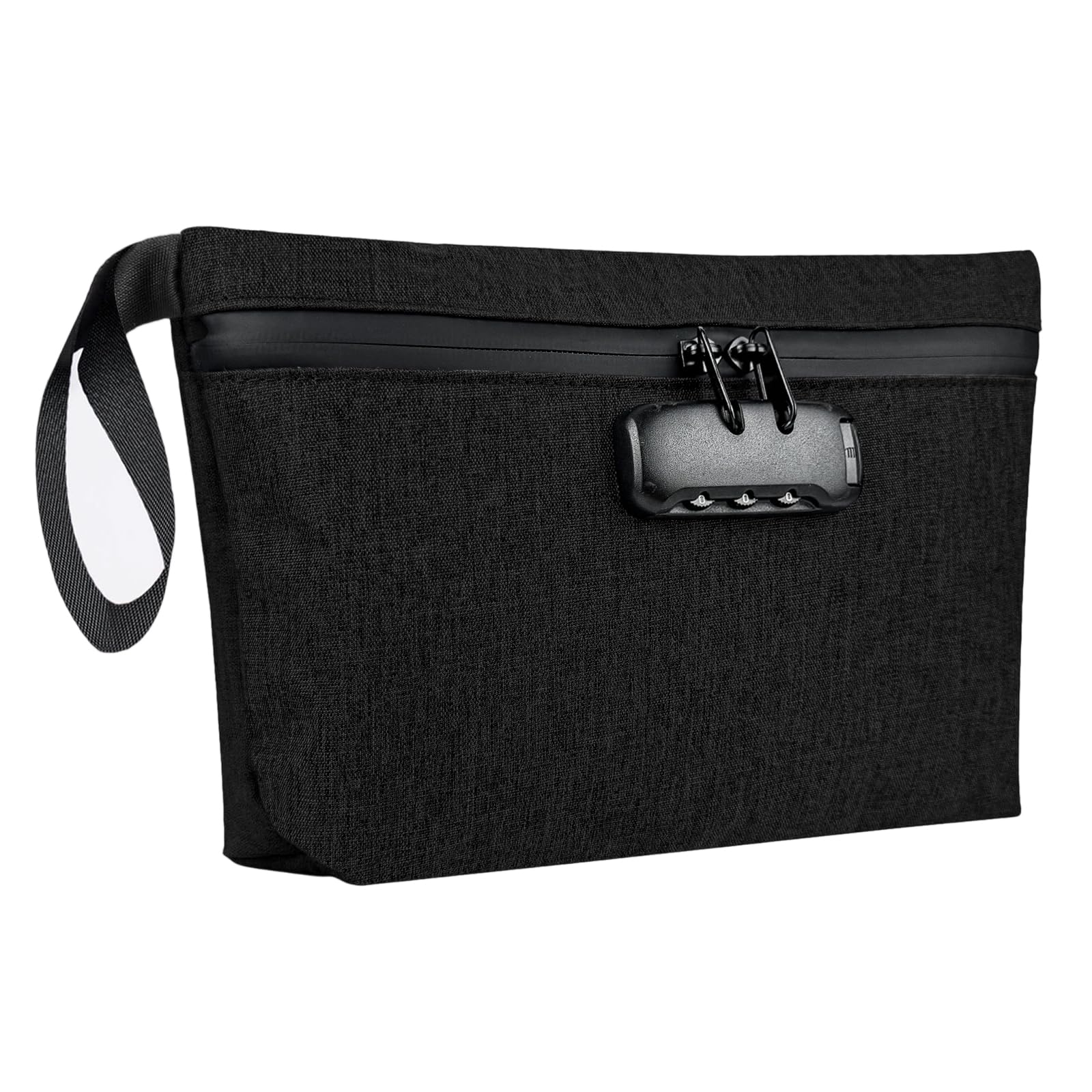 Portafoglio impermeabile 32 x 19 cm, con chiusura a combinazione, fodera in carbonio, custodia a prova di odori, protegge contanti, passaporto, documenti importanti, certificati, nero