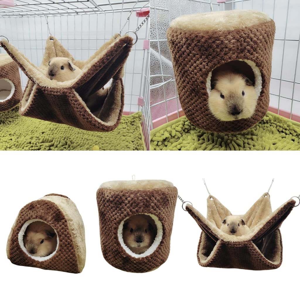 XAGMODSHN Small Animal Hanging Hammock Warm Bed Toy for Ferret Hamster Parrot Gerbil Sleeping & Napping Cage Plush Hideout