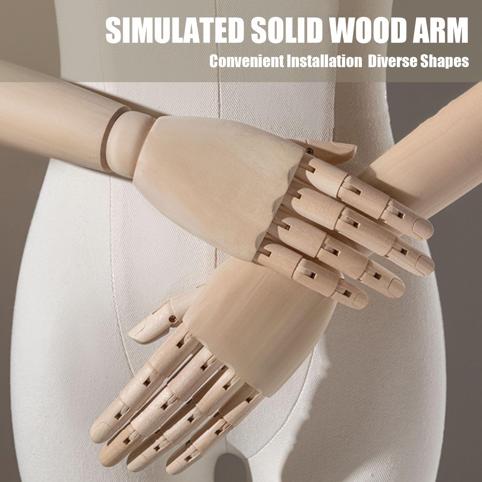 Verstellbarer weiblicher Mannequin-Torso mit Kopf und Holzarmen – Perfekte Schneiderpuppe zum Nähen, für die Präsentation von Kleidung und Schmuck – Ideal für Schneider, Designer und Modebegeisterte