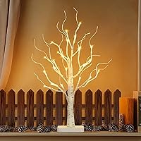 Vista 10 de EAMBRITE Árbol de abedul con luces LED, árbol de Navidad blanco, lámpara de árbol artificial pequeña y delgada preiluminada con ramitas