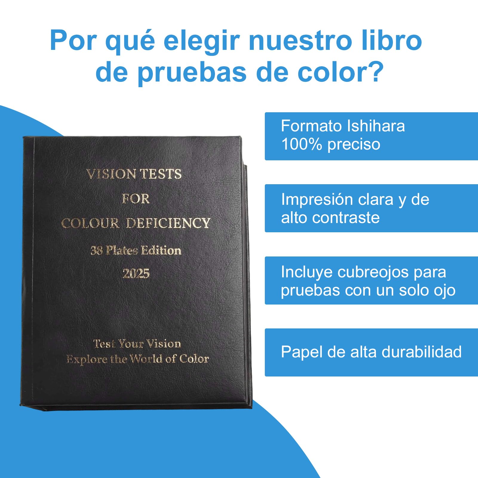 Whychstore Test professionale per daltonismo, libro Ishihara, 38 pezzi, optometria, optometria, test di deficit di colore, Libro di test di optometria con design unico dell'album
