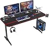 sogesfurniture Gaming Table - Ergonomic Gaming Desk Large Computer Desk PC Desk with Cup Holder Mouse Pad Headphone Hook 140 x 65 x 75 cm ST-Eagle-1400BK-BH