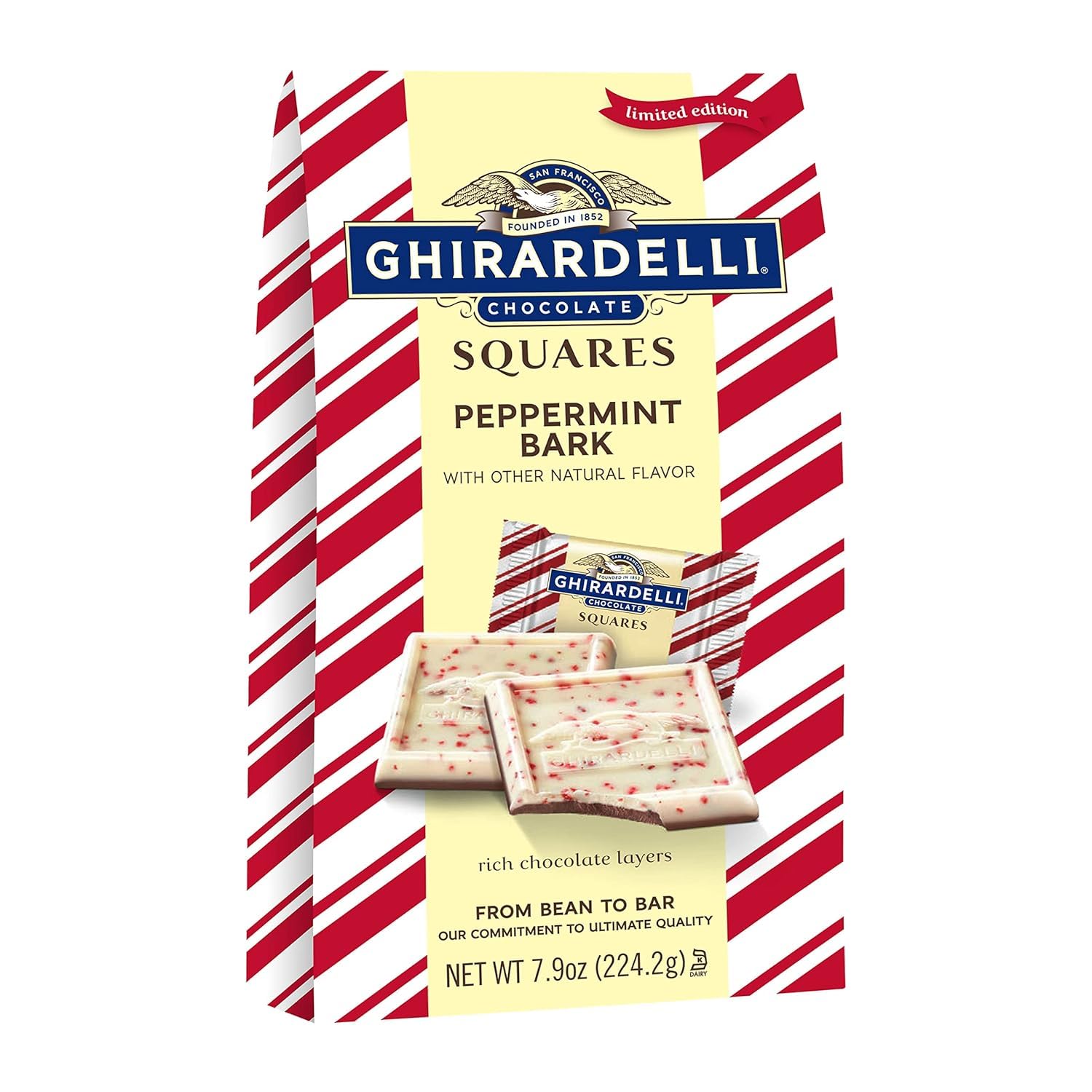 GHIRARDELLI Peppermint Bark Chocolate Squares, 7.9 OZ Bag