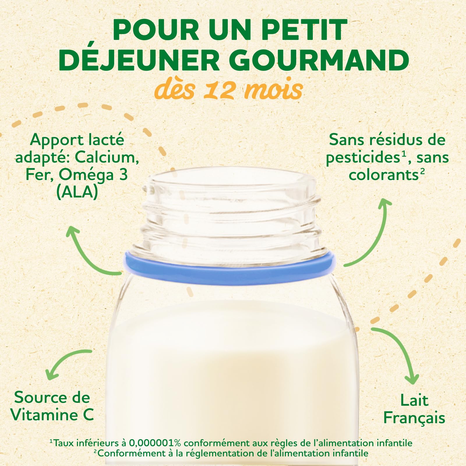 Blédina Blédidej Céréales bébé Biscuité Saveur Vanille - Dès 12 Mois - Lait bébé pour petit-déjeuner - Source de Calcium, Vitamine C, Fer, Oméga 3 (ALA) - Format Pratique x12 briques 250 mL - 4