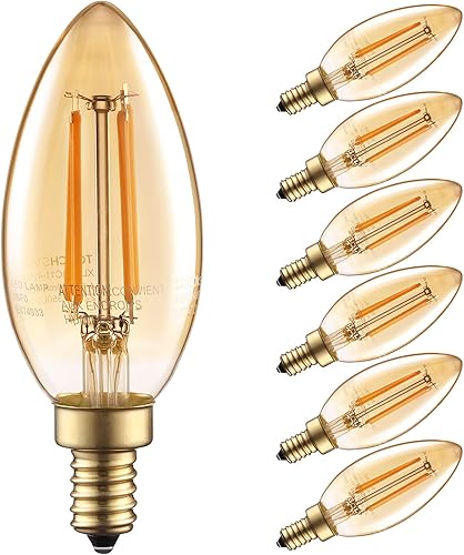 TORCHSTAR Bombillas LED E12 regulables para candelabro, bombilla LED C11B11, certificación UL, 2200 K ámbar cálido, 4.5 W (40 W equivalente), 350