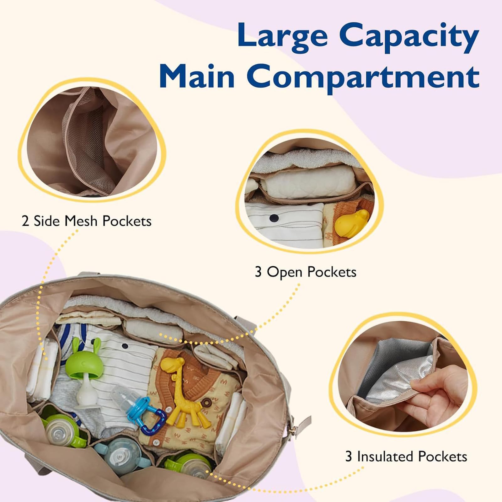 Sac à langer personnalisé de grande capacité pour maman, organisateur pour couches de bébé, sac à suspendre pour poussette, pour femmes enceintes, mode (noir)