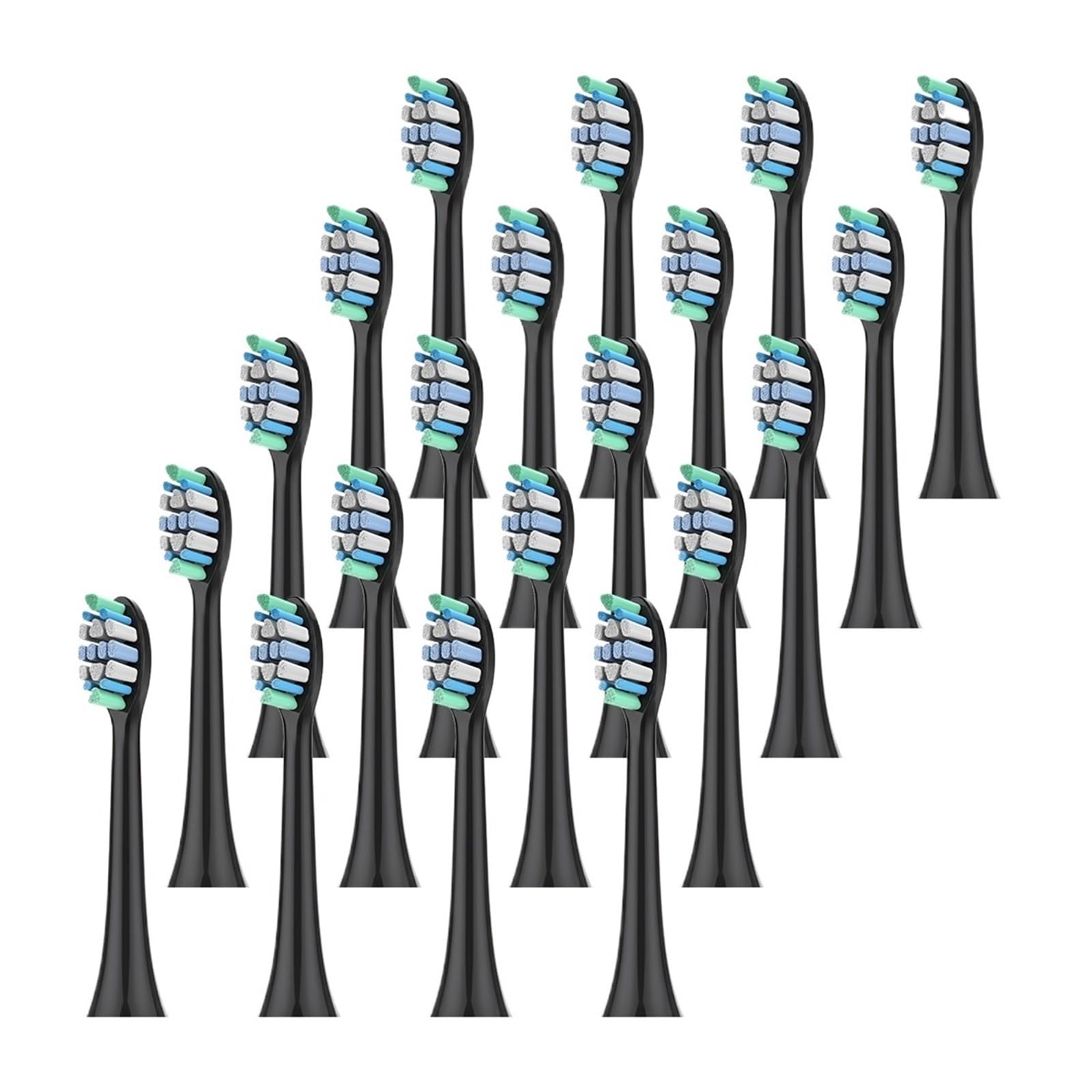 20 szt. wymienne główki do szczoteczek kompatybilne z elektryczną szczoteczką do zębów, wkłady do rączek zatrzaskowych(Black-20 Pcs)