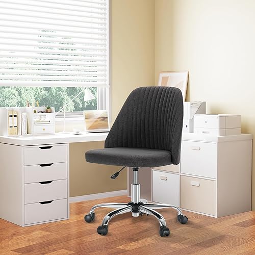 Silla de escritorio moderna para oficina en casa con cómoda cubierta de tela, ruedas giratorias para sala de estar, dormitorio, tareas de