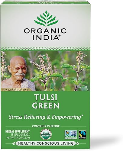 Organic India - Té orgánico de Tulsi té de hierbas 18 saquitos de infusión 1 paquete