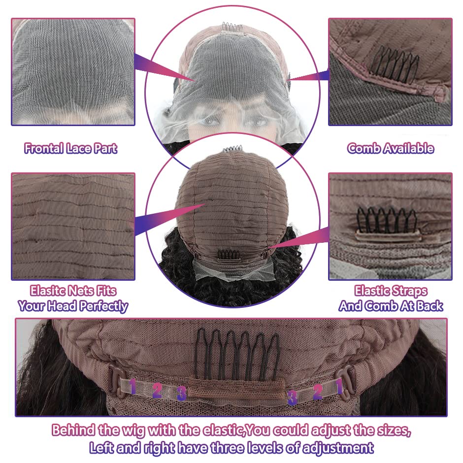 Miniatura 5 de Pelucas de cabello humano virgen brasileño ondulado con encaje frontal HD de 13 x 4 pulgadas, densidad del 180 %, para mujeres negras, cabello