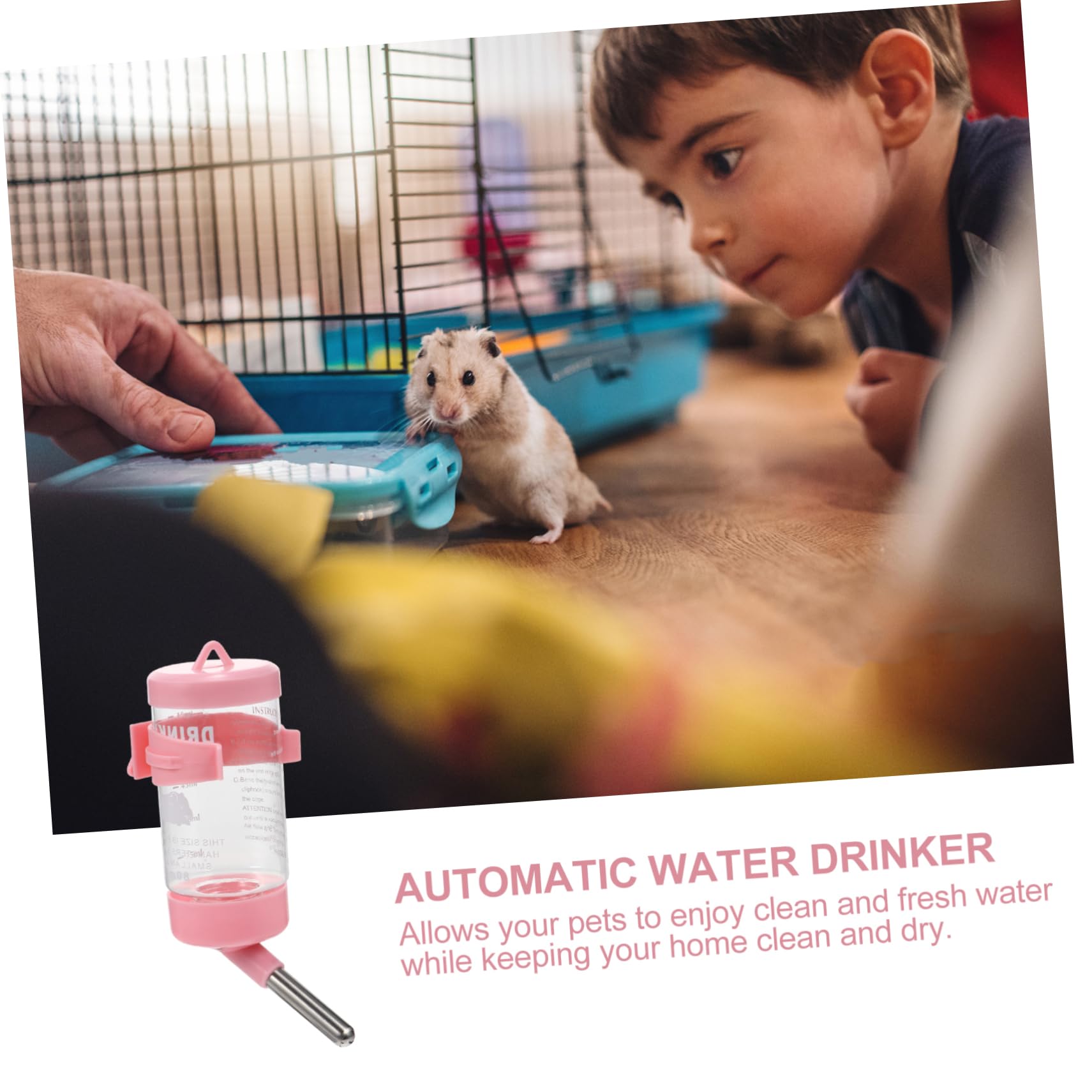 GRIRIW Hamster Automatic Water Fountain Pack Leakproof for Small Pets Includes Rabbit Water Feeder Drink Dispenser