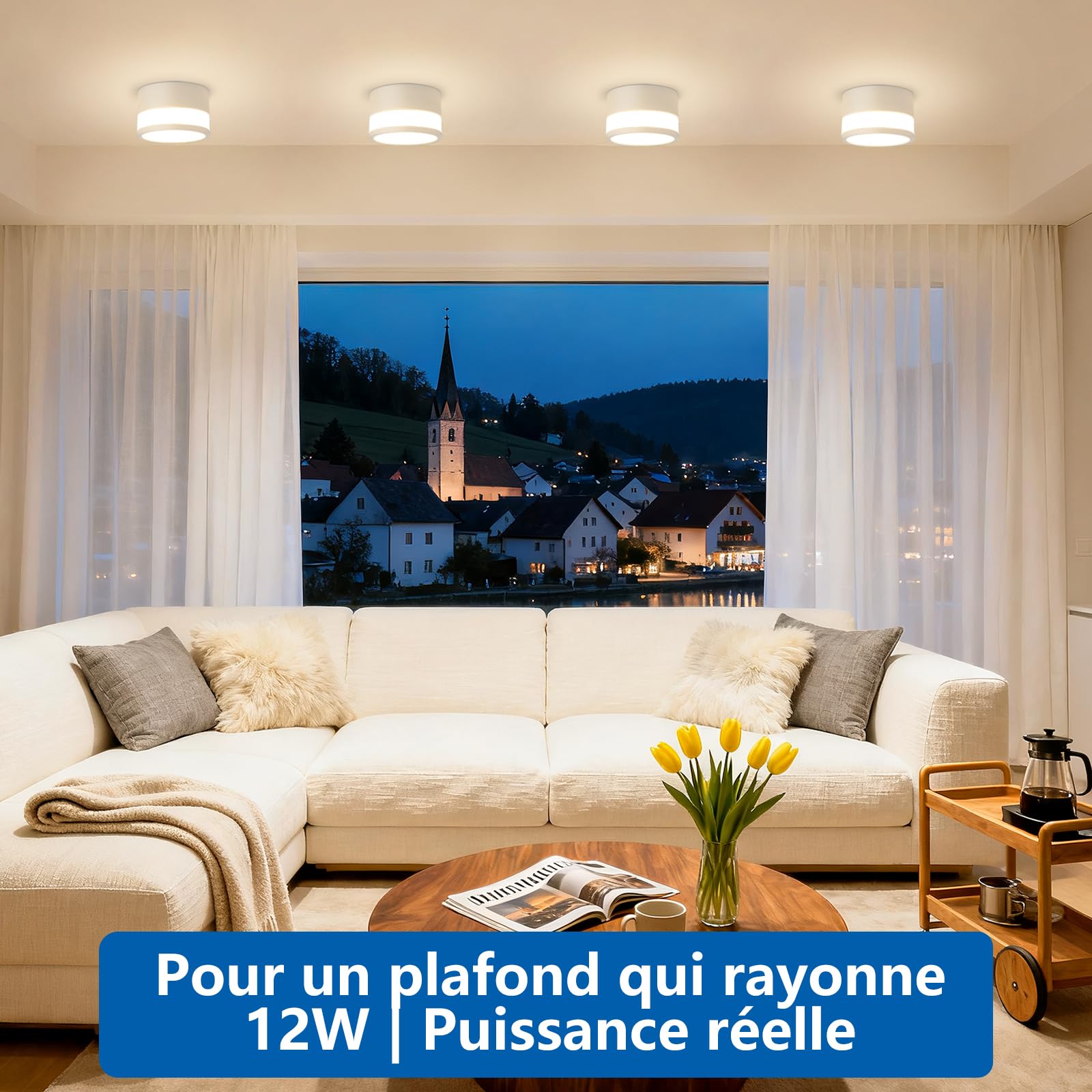 ZIZZLER 2 Spot Saillie Exterieur Salle de Bain IP44 Etanche, Plafonnier Spot Led Tube en Saillie Cylindre Couloir Entree, 12W Blanc Chaud Surface Mounted Luminaire Couloir Cuisine Ø10cm