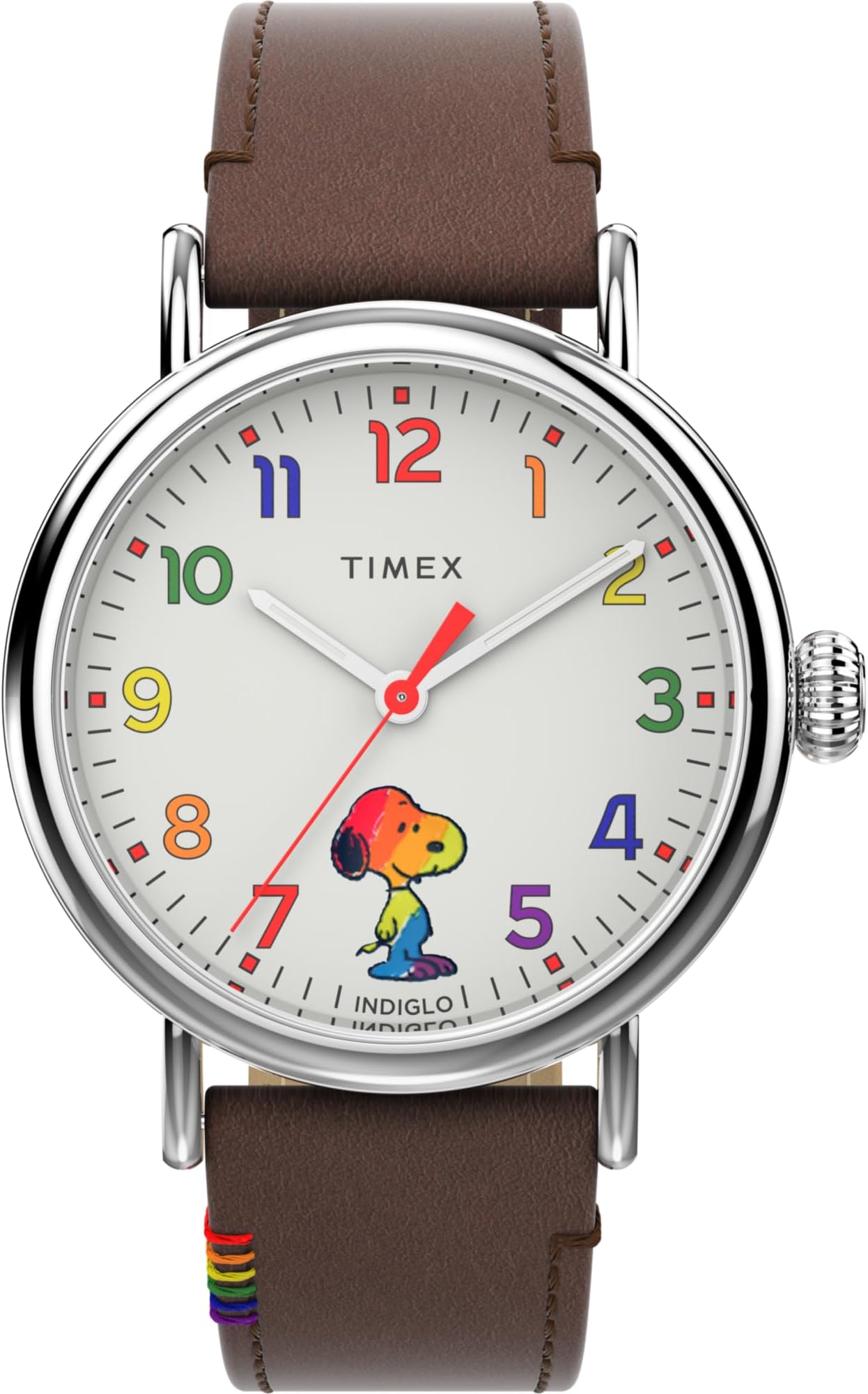 Timex Men's Standard 40mm Watch - Brown Strap Green Dial Silver-Tone Case