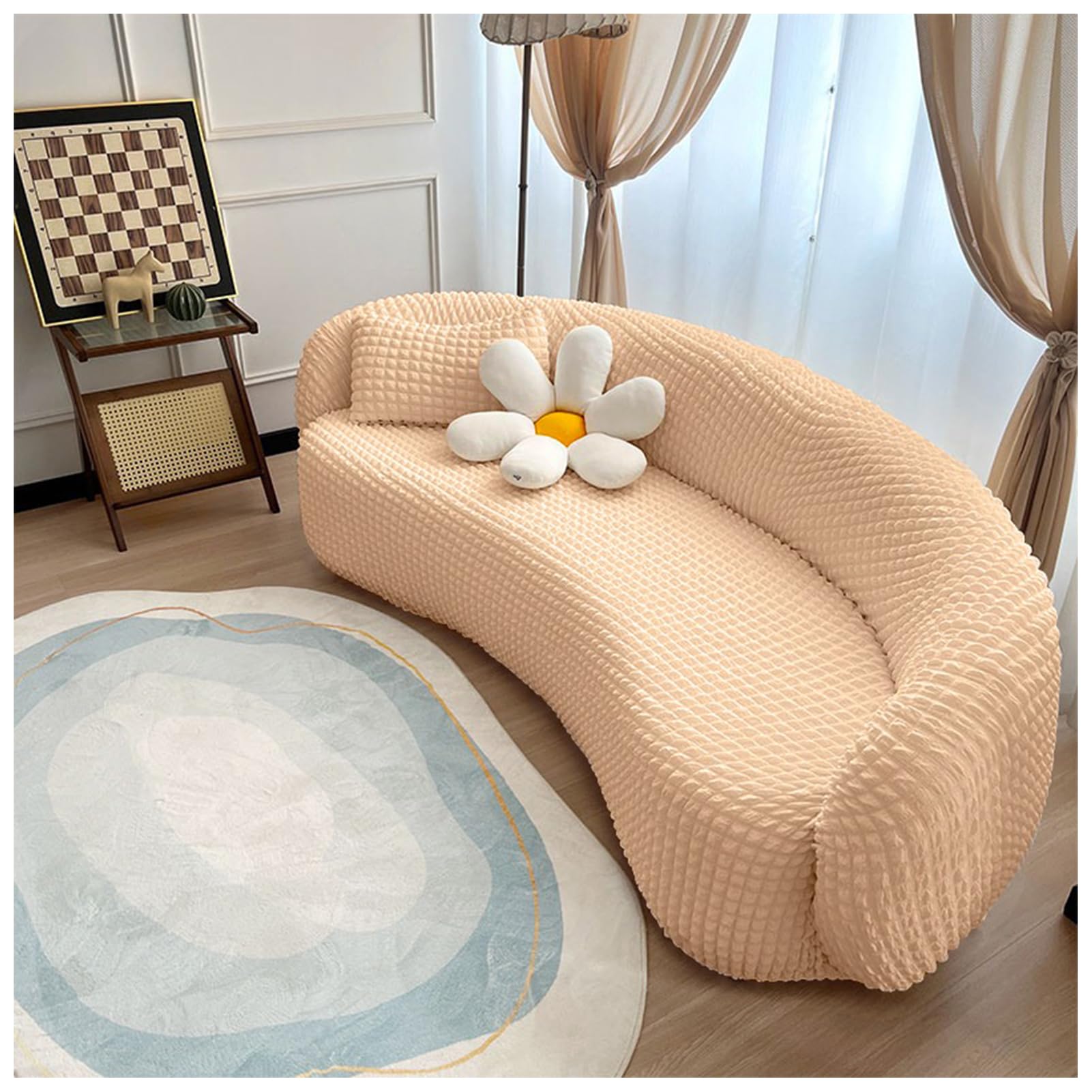 Halbrund Gebogener Sofabezug,Elastischer Sofaüberzug Ecksofa,Waschbarer