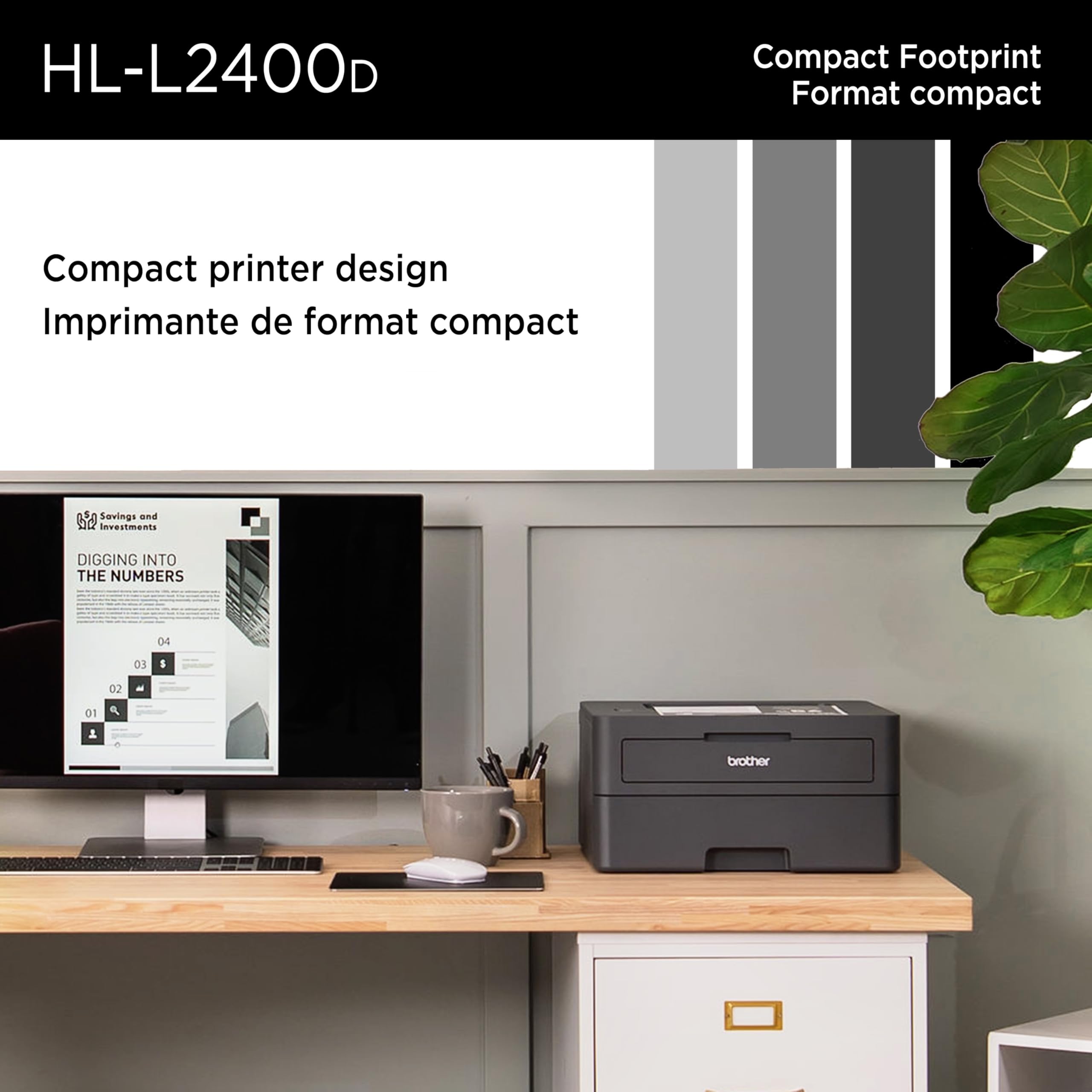 Brother HL-L2400D Compact Monochrome Laser Printer with Duplex Printing, USB connectivity (Cable Sold Separately), Black & White Output - 5