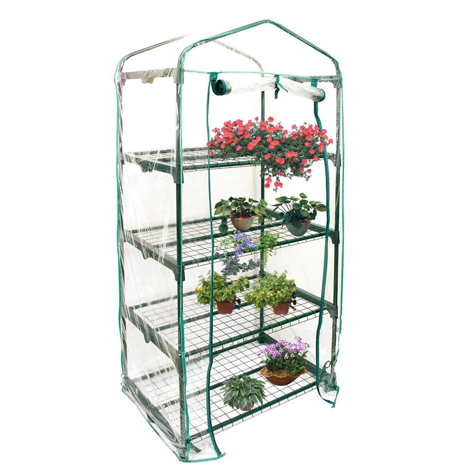 3/4/5 Tier Greenhouse Cover Replacement - With Roll Up Door, Outdoor Garden Greenhouses, Reinforced PVC Small Plant GreenhouseCover, For Outdoor Garden Plants Flower House (Frame Not Included)