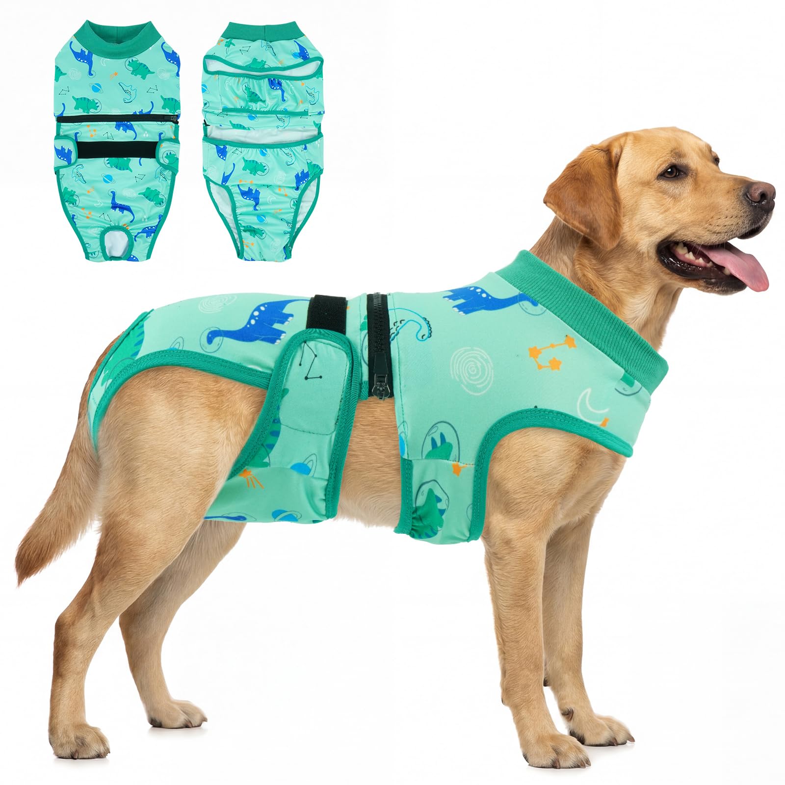 Lelepet Dog Nappy Female, Reusable Nappies for Dogs in Season, Washable Doggy Period Pant, Dog Incontinence Pants Female, Pet Hygiene Pant Anti-Dirt Knicker, Puppy in Heat Pants Large Dogs, Green L