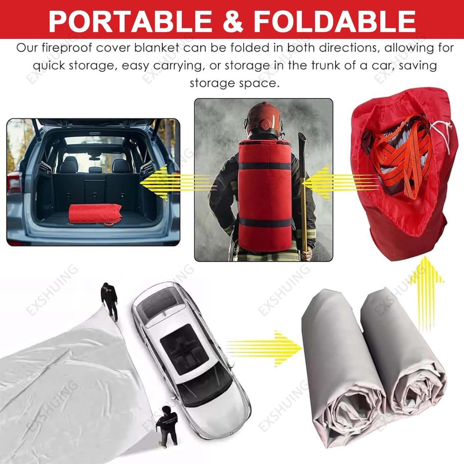 Manta Ignífuga Para Vehículos Eléctricos, Manta Ignífuga De Emergencia Para Vehículos, Retardante De Llama De Clase A, Corta El Oxígeno Instantáneamente, Resiste 1100 °C | Silicone Cloth,2 x 3 m