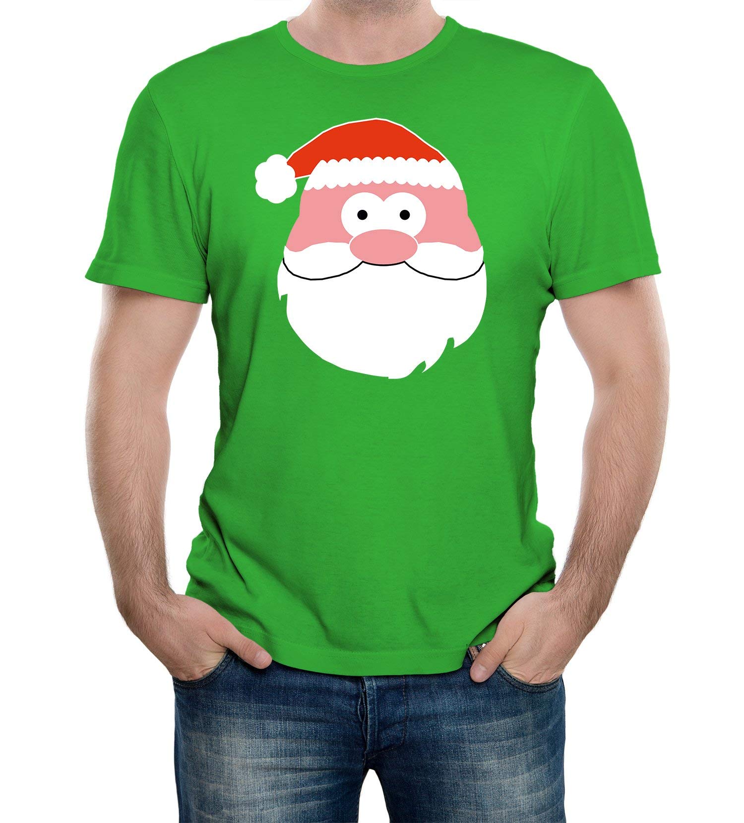 Reality Glitch Men's Irish Green Christmas T-Shirt | Funny Santa Face Xmas Tee | Father Christmas Novelty Festive Top For Secret Santa & Christmas Day