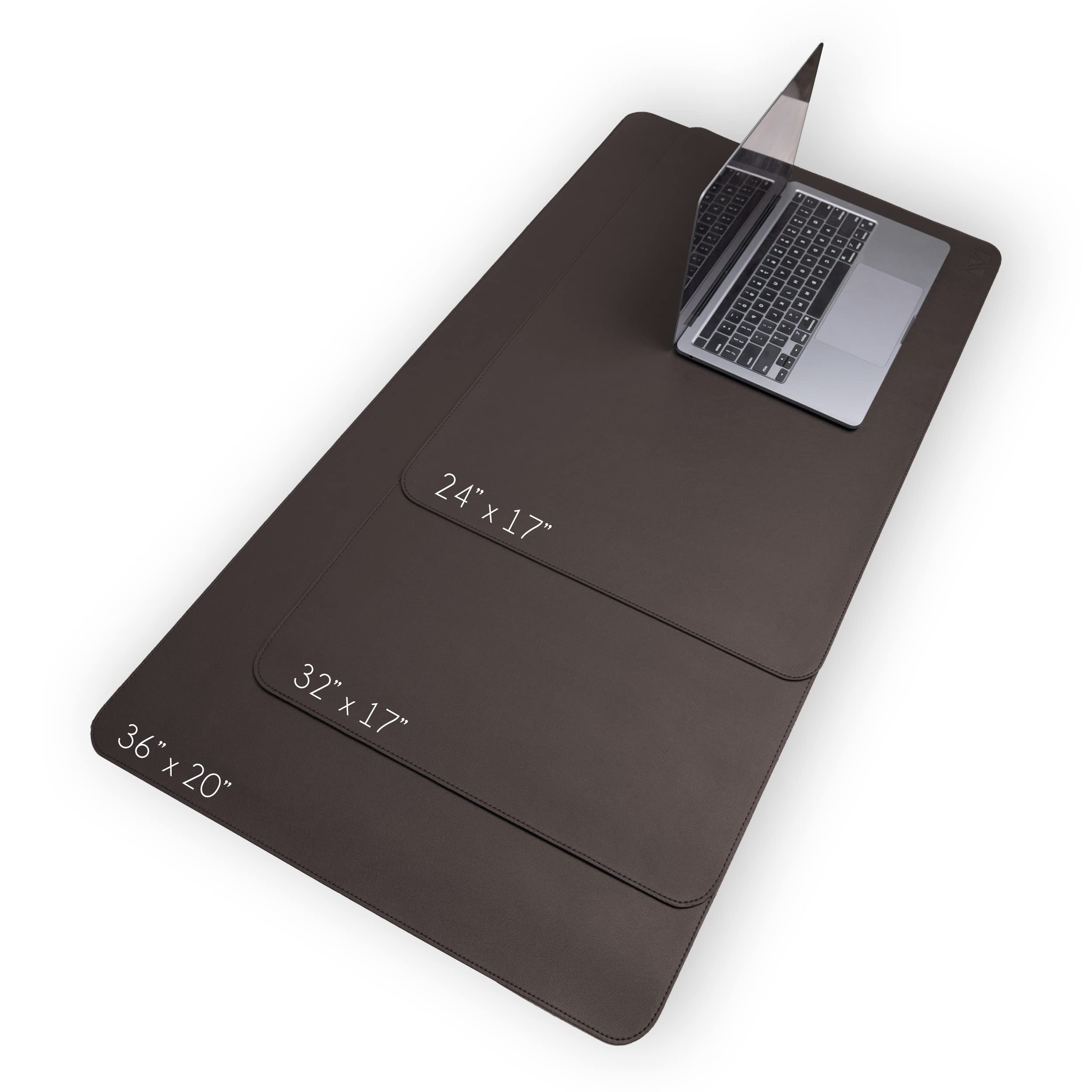 Leather Desk Pad 36”x 20”, Vine Creations Non-Slip Desk Mat Large Protector Waterproof Dark Brown - Upgraded Sewing PU Leather Mouse Pad and Writing Mat Office Decor Desktop Blotter for Top of Desks