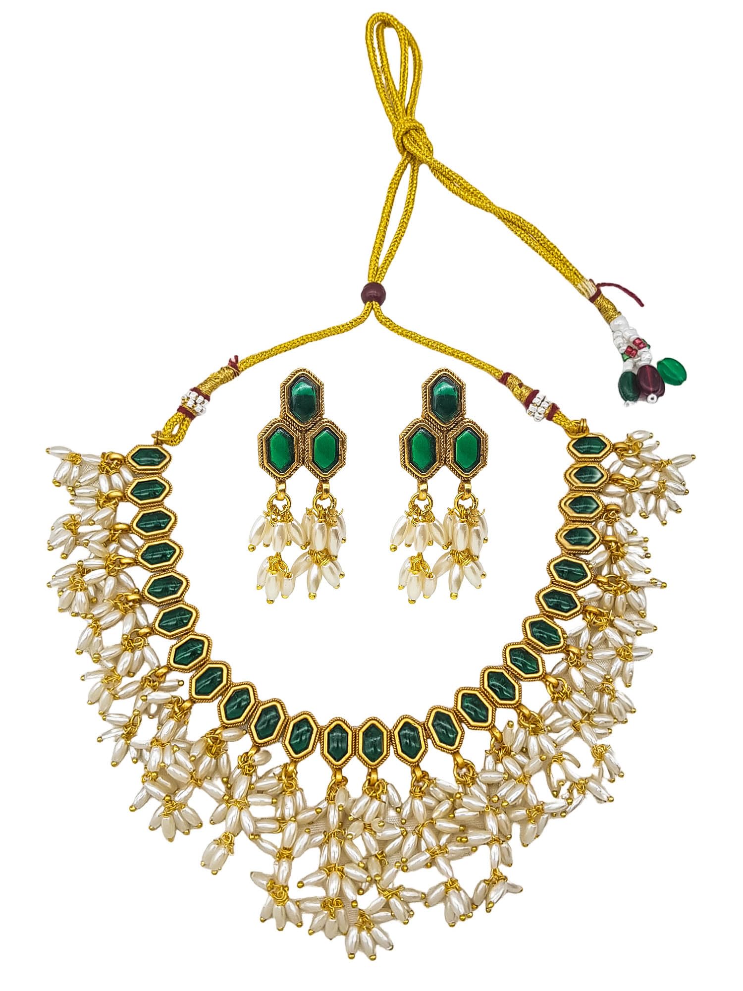 Griiham Antique Gold Plated Rice Pearl Necklace Set (B0DCBDR9TR) Amazon Price History, Amazon Price Tracker
