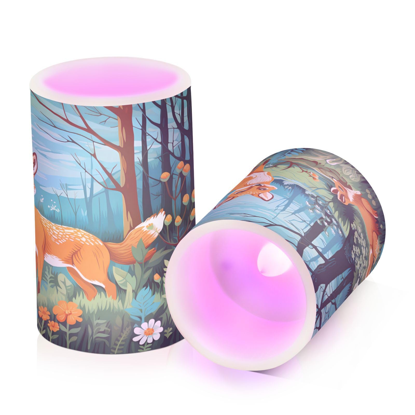 ALAZA Fox8 Flickering Flameless Candles Battery Operated with Remote Timer,Tea Light Candles LED Pillar Votive Candles Set of 2 for Outdoor Indoor Decorations