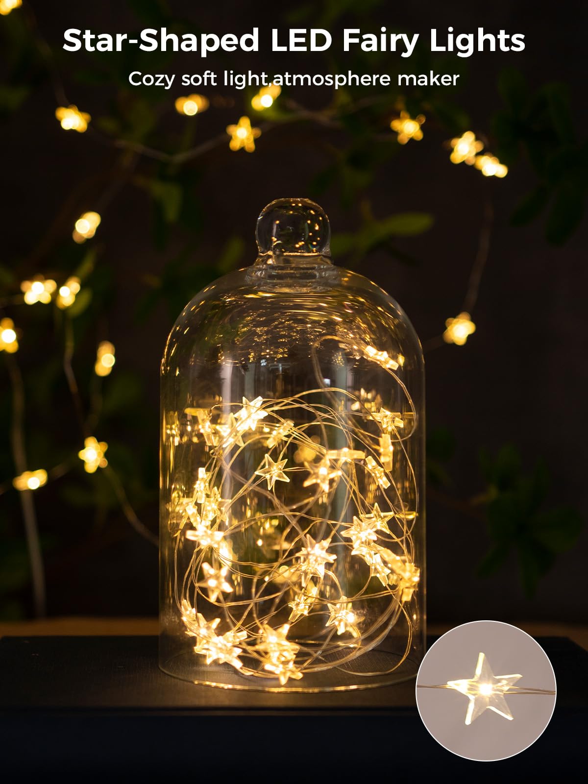 12 confezioni di 20 luci LED a forma di stella, 2 m, a batteria, impermeabili, scintillanti, per fai da te, bottiglie, tavolo, Natale, Ramadan, matrimonio, Halloween, decorazione bianca calda