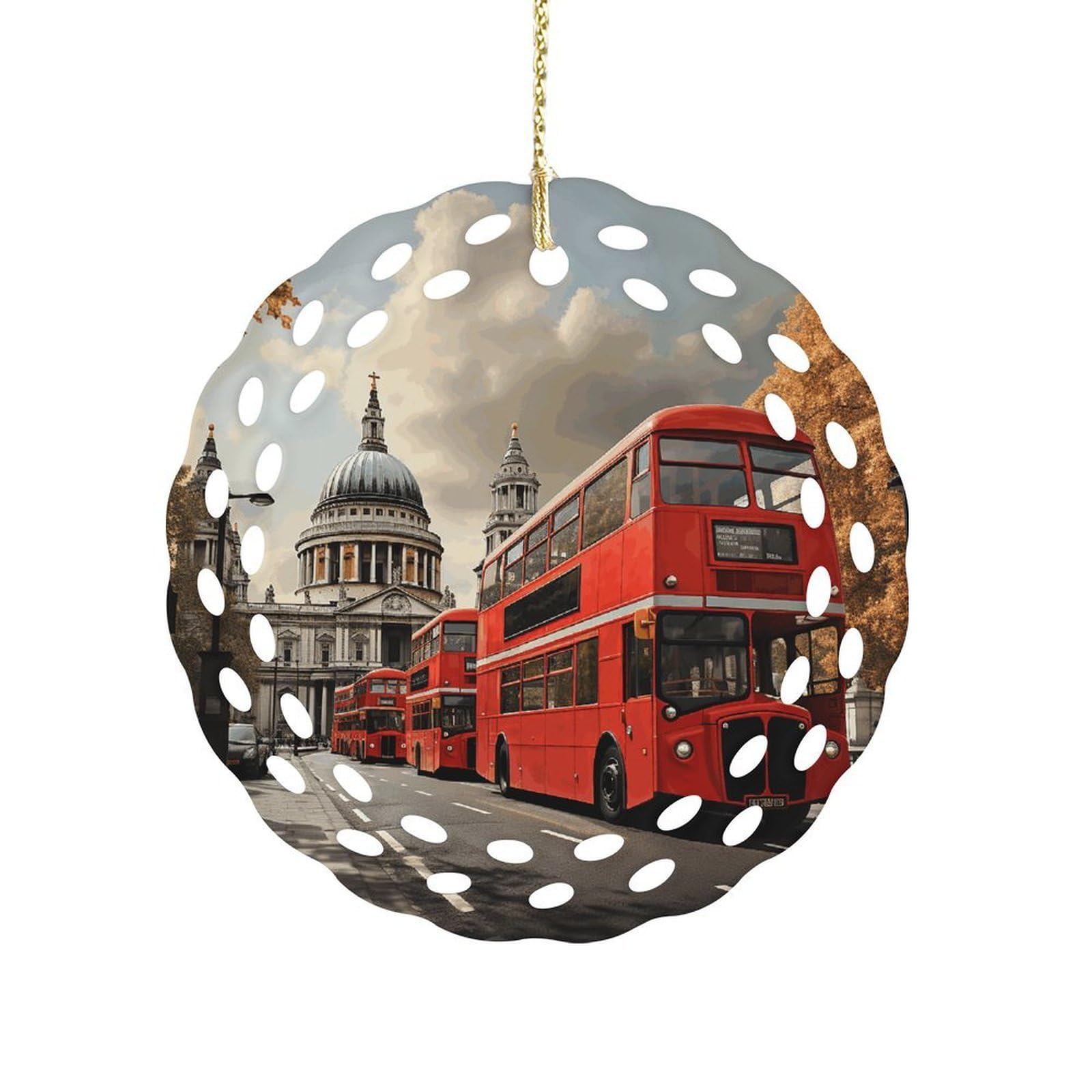 Wsoihfec Women's Style Red Bus Hanging Ornament 3 Inch Round,1-Pack,Xmas Decor -Two-Sided Printed,Friend Ornament Gifts For Friends Coworker Sisters