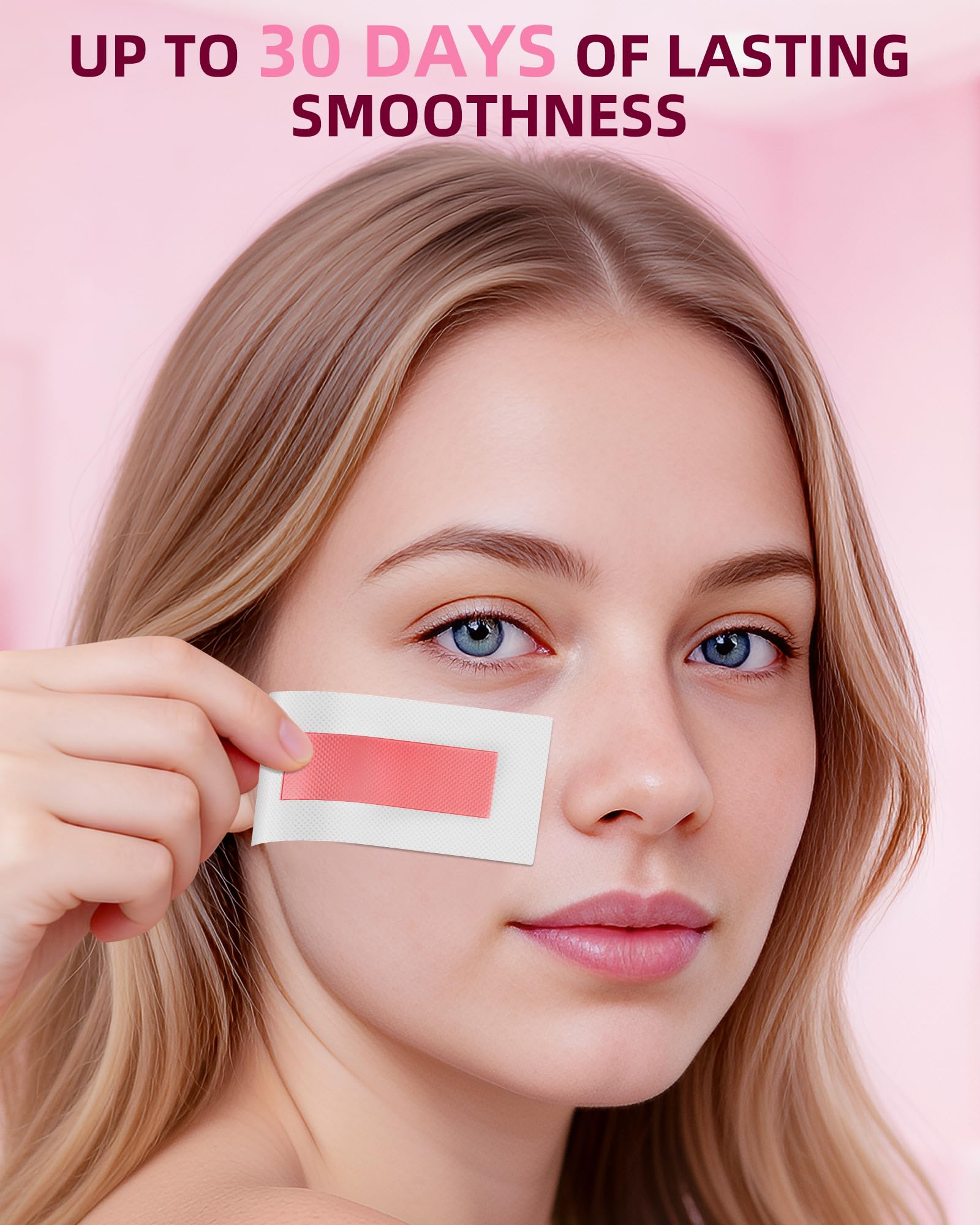 eodaimia 48pcs Wax Strips For Face, 48 Facial Wax Strips For Women, Waxing Kit For Women's Face, Eyebrow, Lip, Bikini, Chest, Body & 4 Calming Oil Wipes, Face Waxing Strips For All Skin Types — view 9