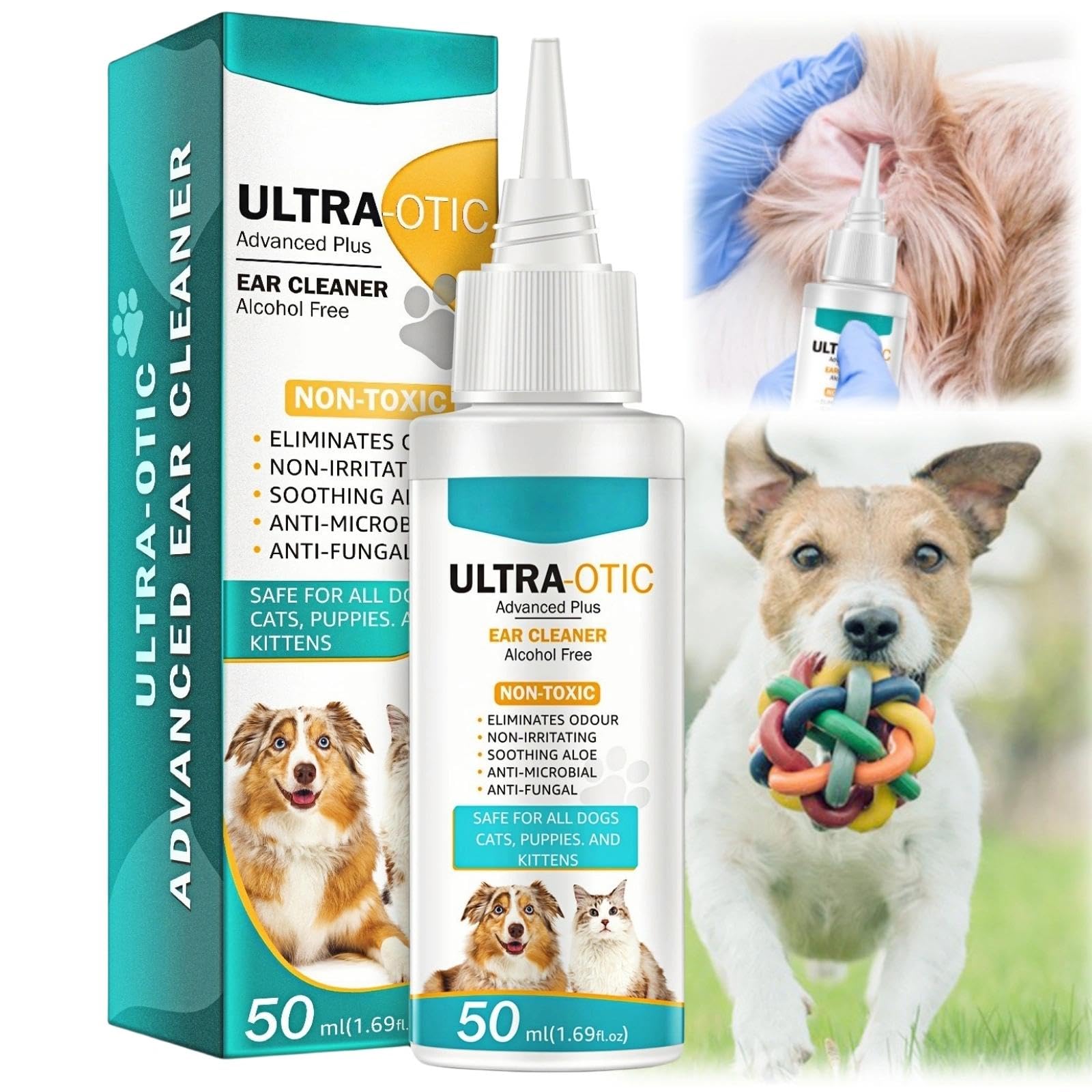 Dog Ear Cleaner, Ear Cleaner for Dogs & Cats, Dog Ears Drops for Infection Dog-Ear Infection Treatment