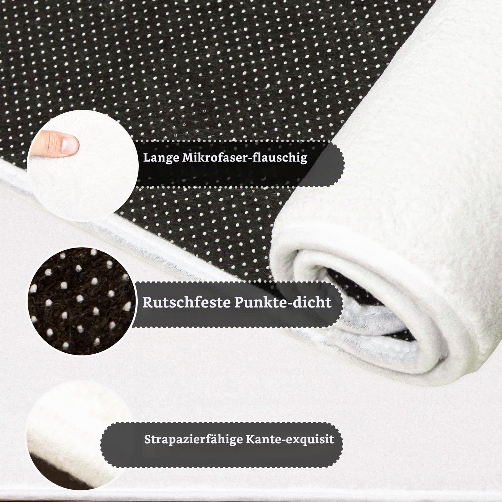 Rururug Badezimmerteppich Set 2 Teilig, Weiche Mikrofaser Badezimmermatte und wc Vorleger mit Ausschnitt, rutschfeste Badematte, Waschbar Badvorleger Set Weiß, 50x80+50x40 cm