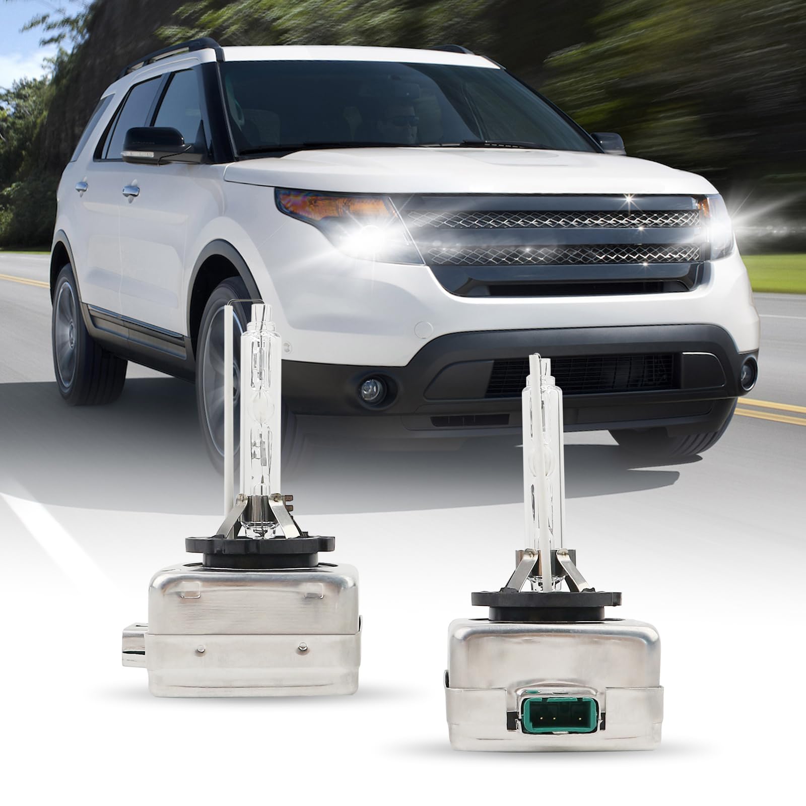 D3S Xenon HID Headlight Bulbs 6000K Cool White 35W Compatible with 2011-2015 Ford Explorer Mustang Edge Flex Taurus, D3S C1 Replacement Bi-Xenon Lights Headlamps Projector Lights, Pack of 2