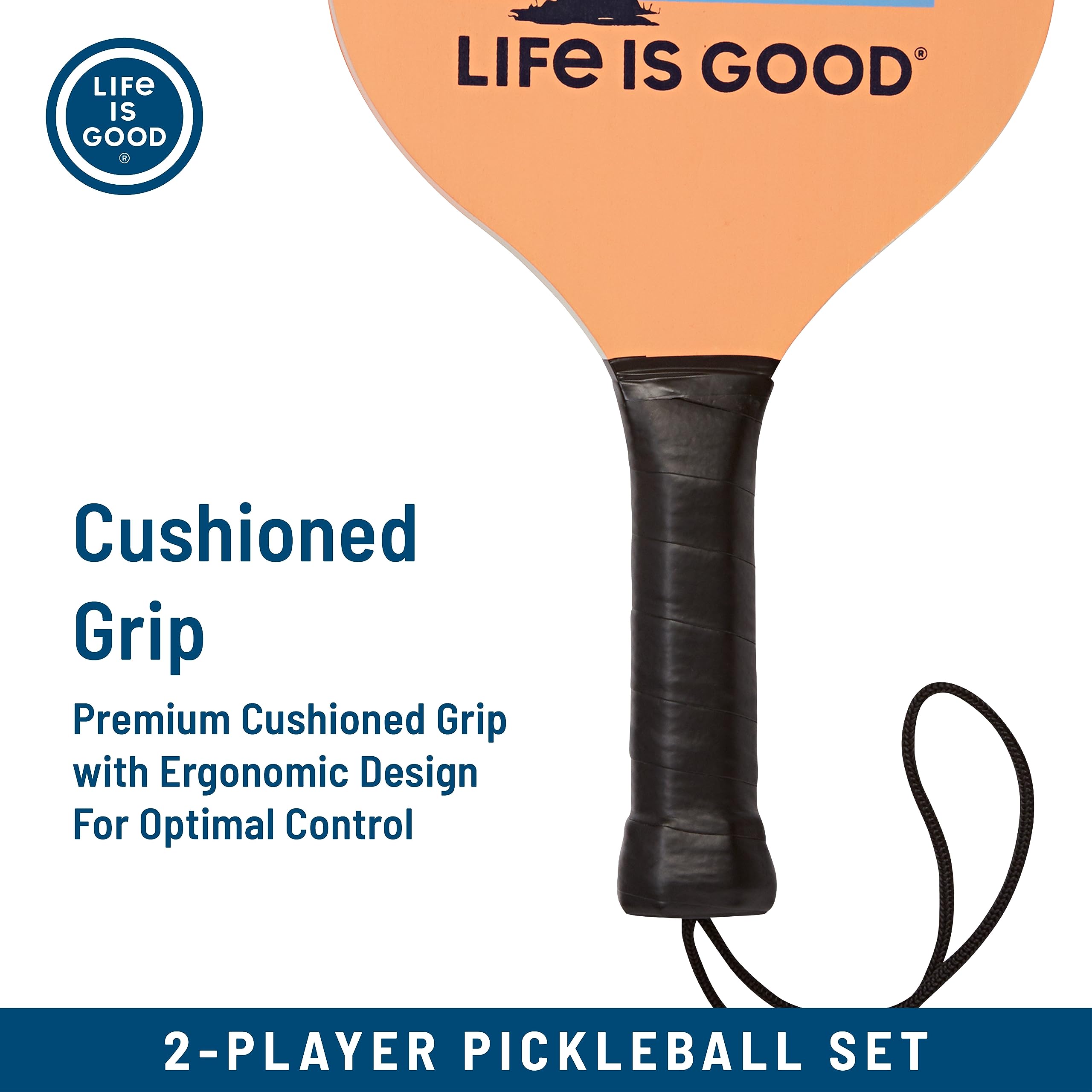 Life is Good Pickleball Starter Set – Include 2 racchette da pickleball in legno, 2 palline da pickleball di dimensioni regolari e borsa da pickleball per trasportare attrezzature per sottaceti
