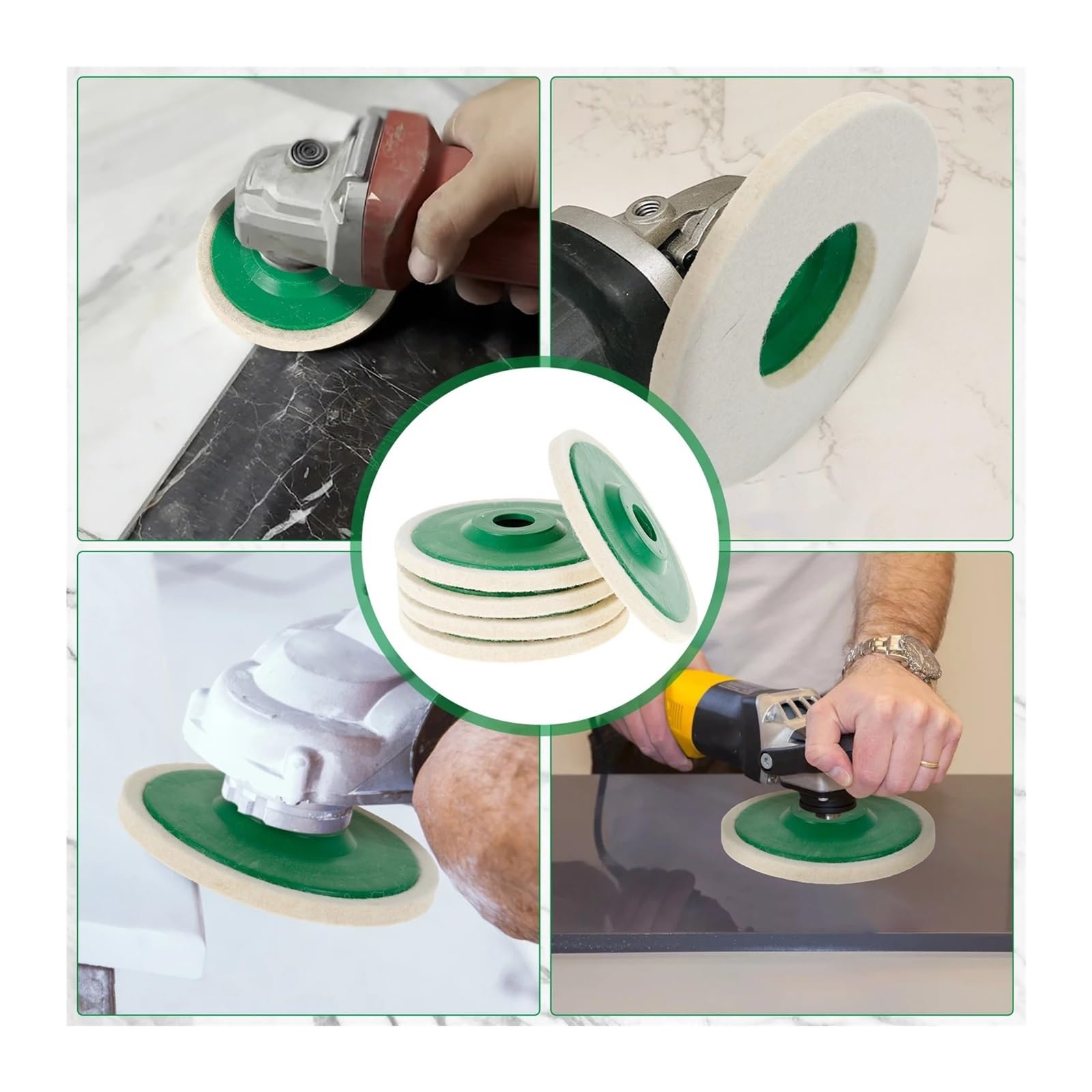 Disco de Pulido de Lana de 4/5 Pulgadas, Almohadillas for pulir, Rueda de Amoladora Angular de 100/125 mm for Metal, mármol, Vidrio y cerámica.(20PCS,125X8)