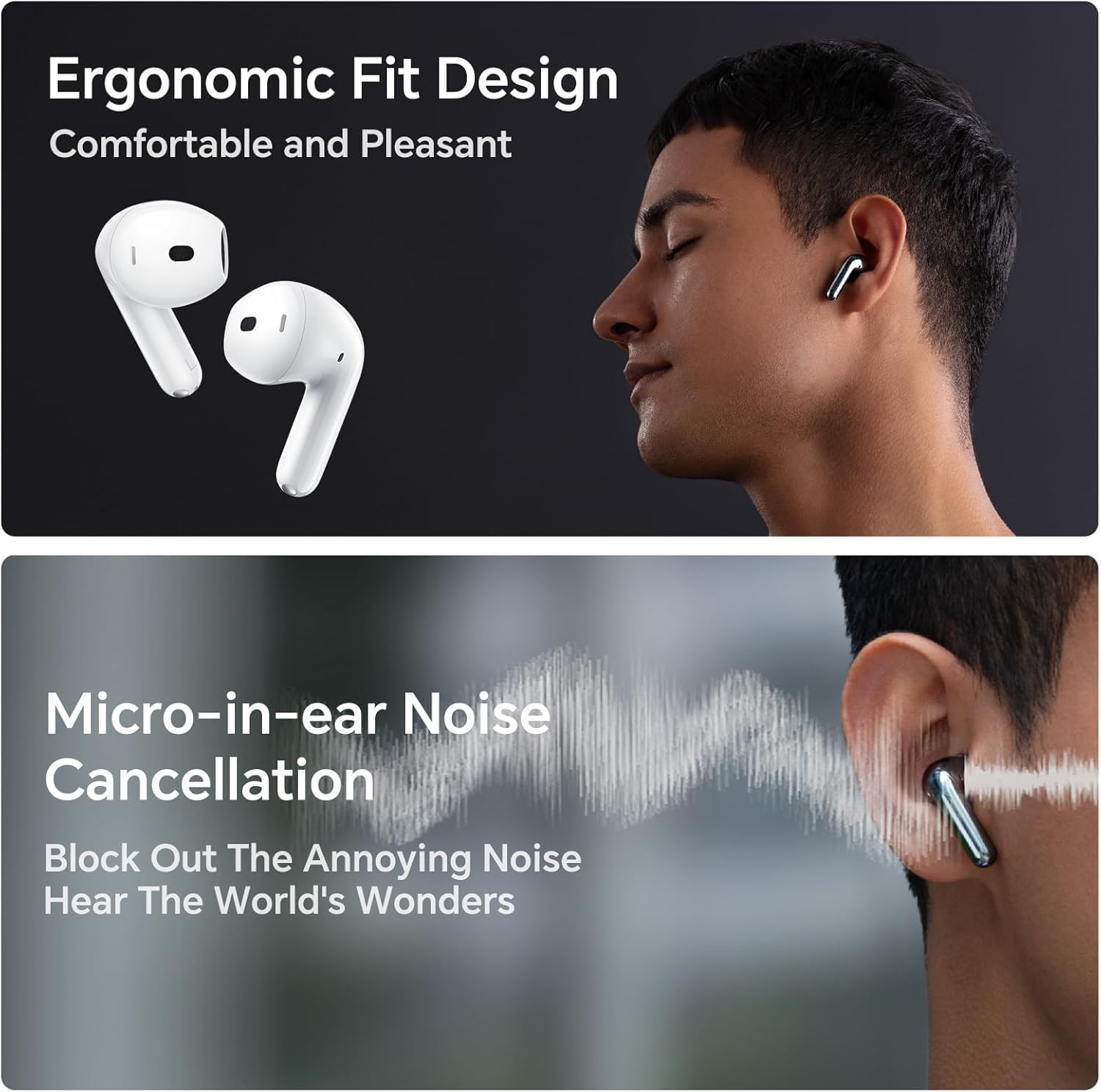 HONOR Słuchawki S7 Białe, redukcja szumów, 3MIC+AI, do 36 godzin, Dynamic EQ, Find Earbuds, IP54