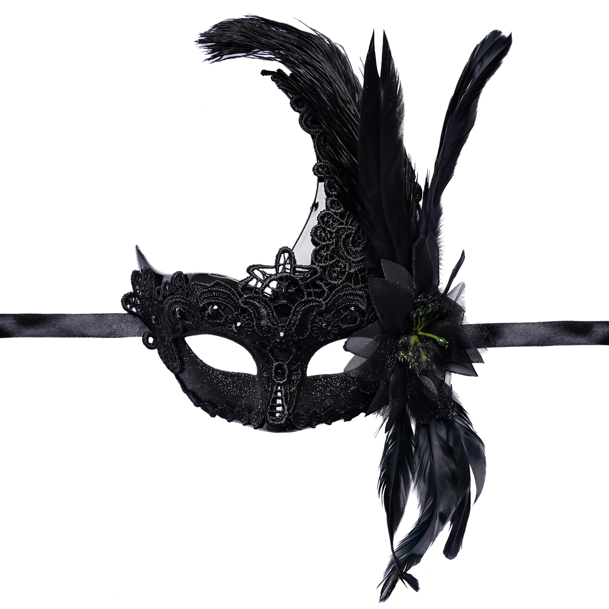 Feather Masquerade Mask Feather Venetian Mask for Women Cosplay Party Halloween Mardi Gras Christmas Masque