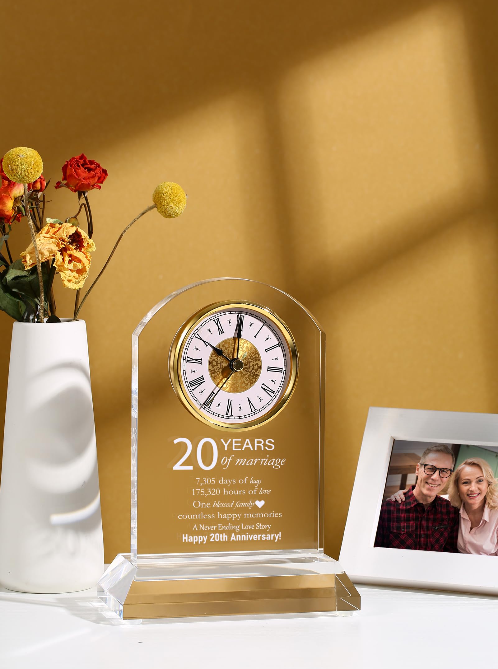 DEEWISH 20th Wedding Anniversary Clock, Best Gifts Ideas for Couple Parents Wife Husband Diamond 20 Years of Marriage for Him Her - Image 2