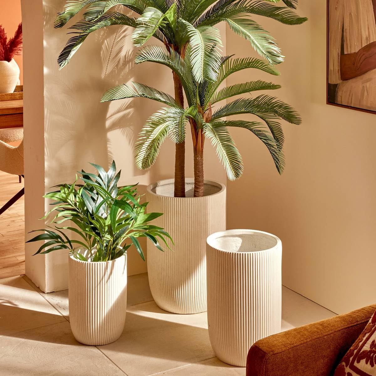 Atmosphera - Set de 3 pots de fleurs elene 36,5x36,5x54cm blanc