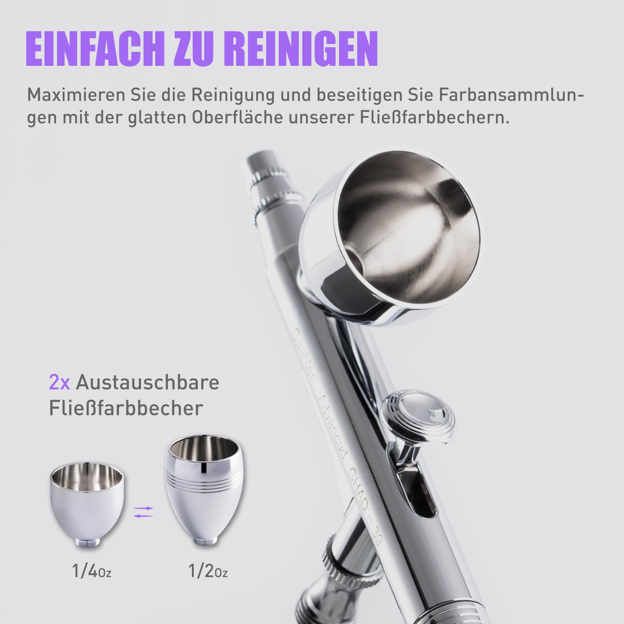 Gaahleri Airbrush-Set Dual-Action-Schwerkraft 0,35 & 0,5 mm Nadel 1/2 & 1/4 oz Becher