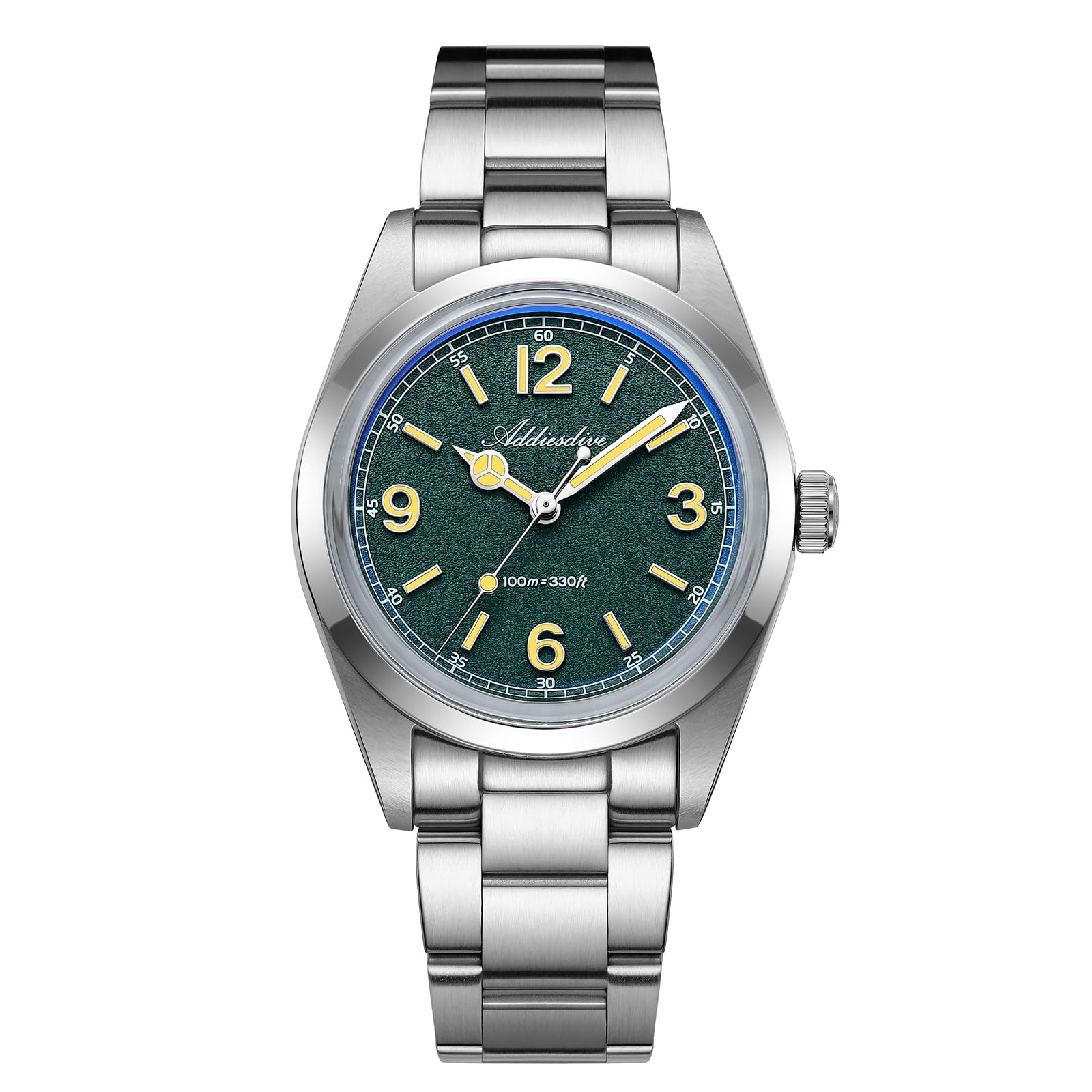 ADDIESDIVE Luxus Herren Quarzuhr Japan VH31 Quarzwerk 100m wasserdichte Edelstahl Armbanduhr BGW9 Super Luminous Bubble Spiegelglas 36mm Herren Analog Uhr AD2518