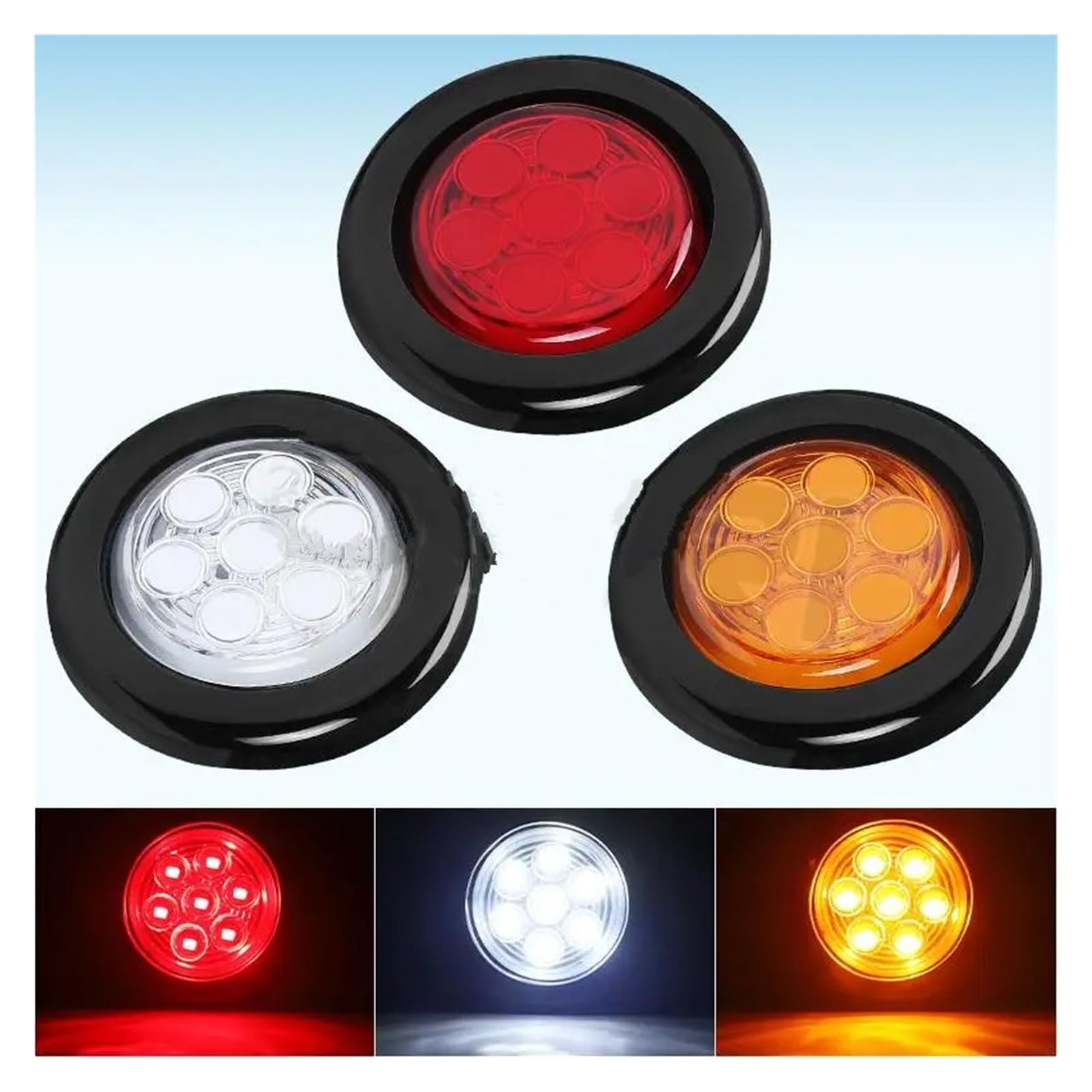 Luces Traseras Luces Led Redondas Posición Lateral 12V Y 2 Pulgadas Luces Laterales Camión Luces De Liquidación Remolque Lámpara De Parada Trasera Tali Automotive Piloto Trasero ( Color : 2pcs Red )