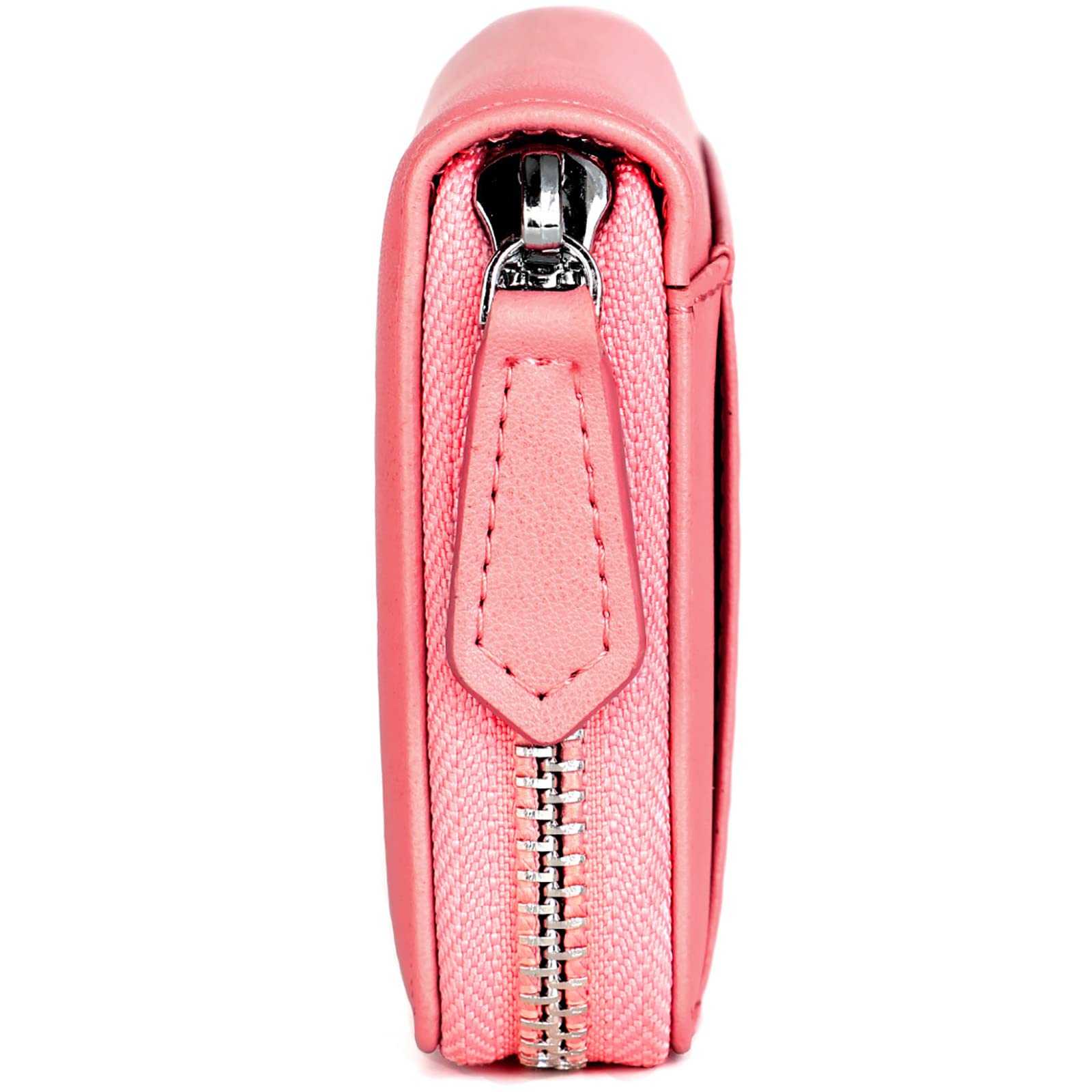 Damen Geldbeutel mit RFID Reißverschluss-Geldbörse Herren Damen Soft Touch PU-Leder Kartenhalter Münz-Organizer,Pink,One Size