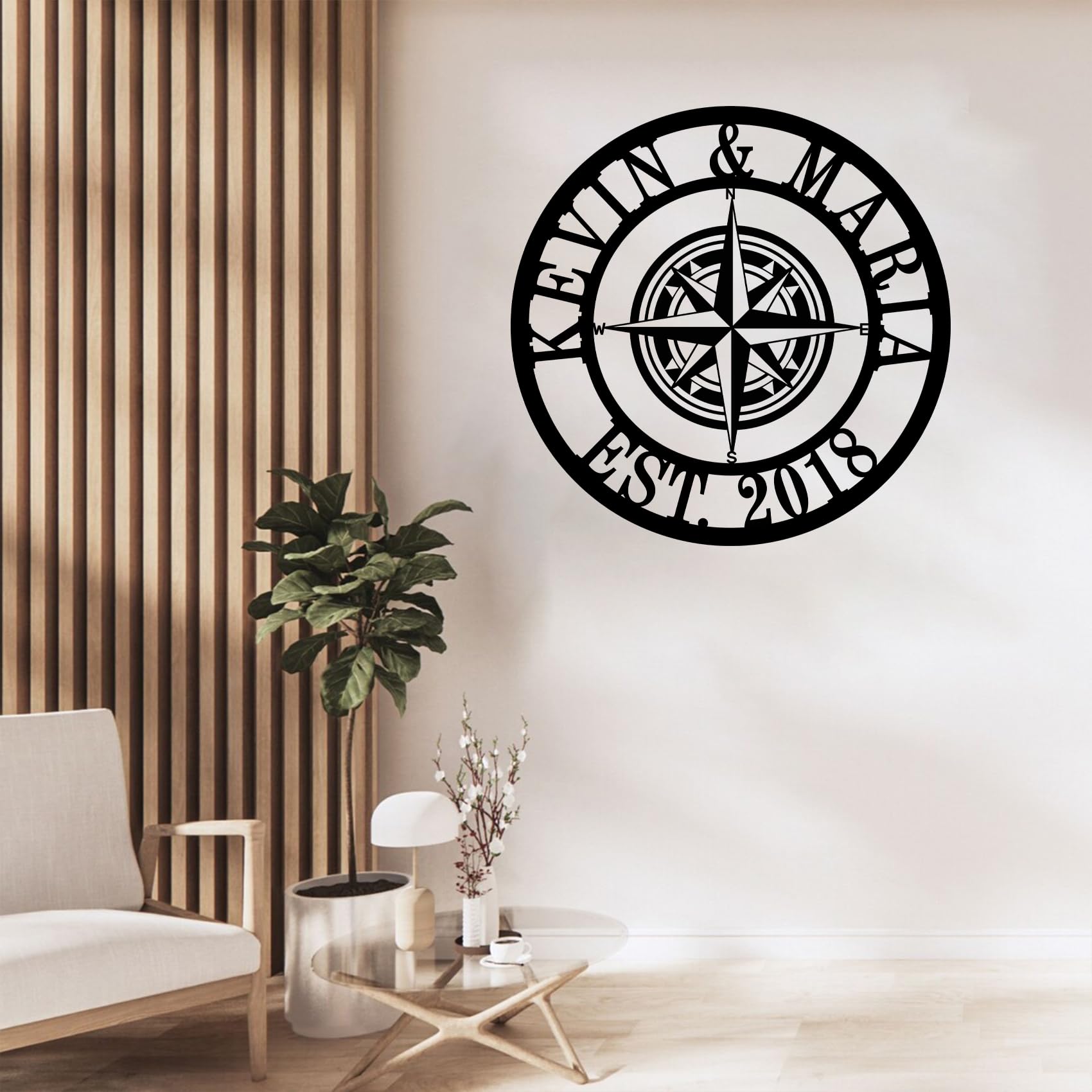 Hande Ming Custom Metal Sign, Compass Wall Decor, Personalized Name Signs, Metal Wall Art, Nautical Compass Wall Decor, Custom Signs Outdoor Metal, Family Name Sign, Garden or Yard Outdoor Decor