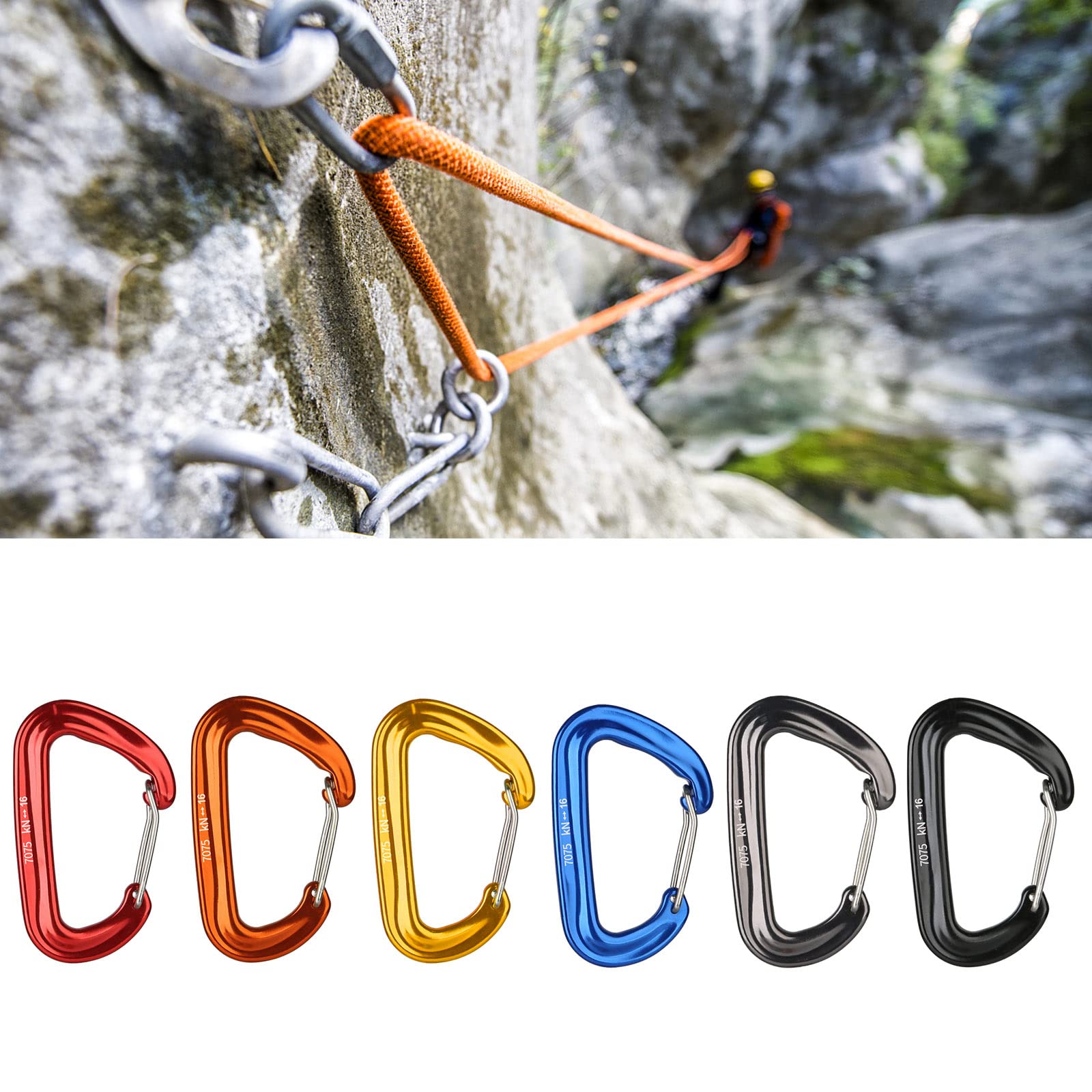 Shurhome 16KN Wiregate Carabiner Clip Heavy Duty Accessory Clip Large Size for Hiking Camping Fishing Outdoor Backpack