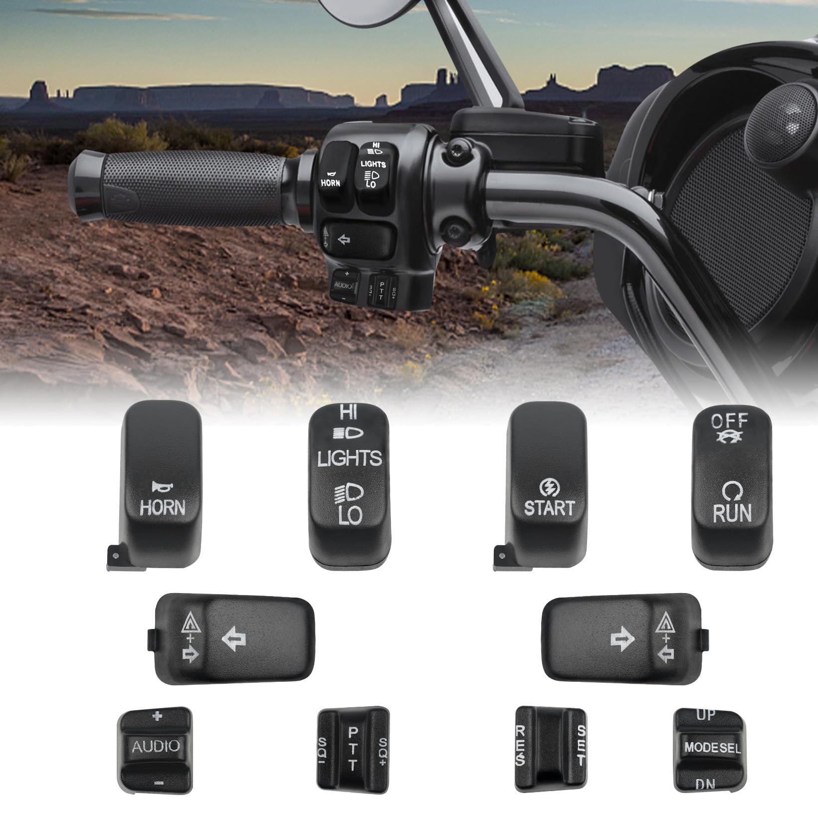 ANONEMOTO Switch Cap, Switch Housing Kit Black Compatible for Harley Davidson 1996-2013 Touring Electra Glide Road Glide Road King Tri Glide Ultra