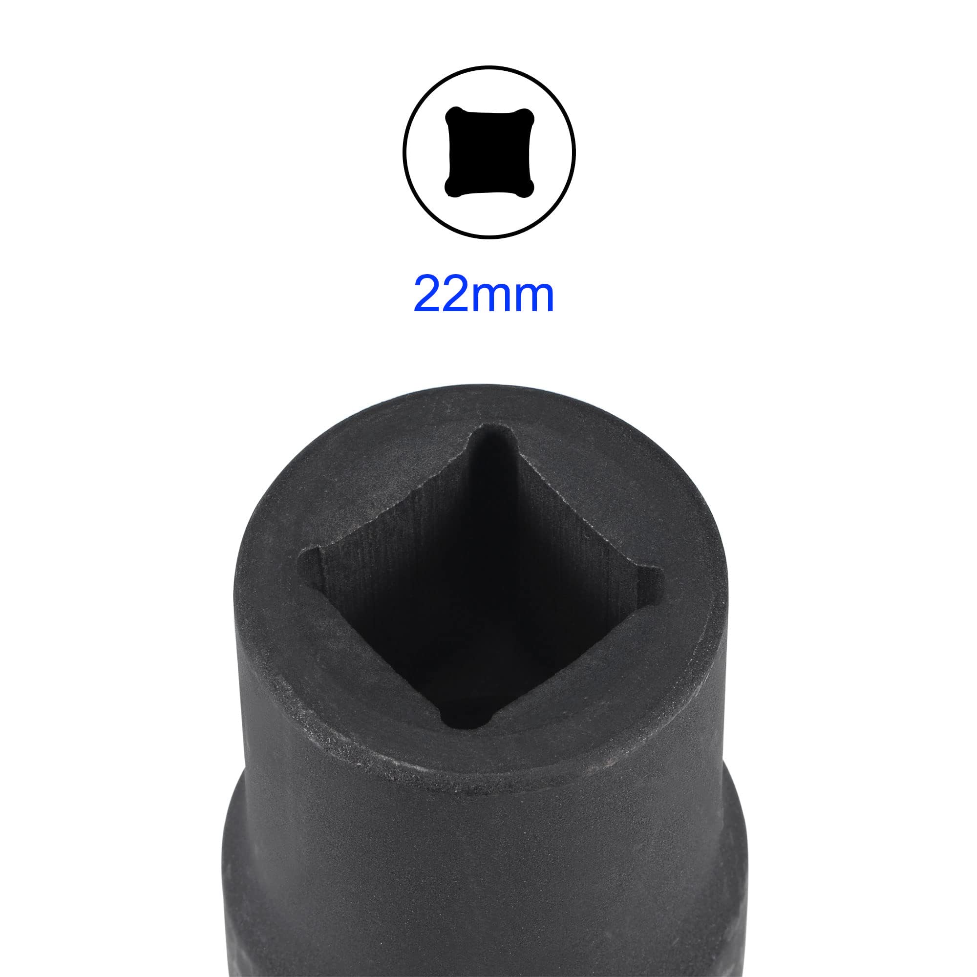 MACHSWON 1 Inch Drive - 22mm Deep Impact Socket with 6 Point Design, Heat-Treated Cr-V Steel 80mm Length, Metric Sizes - Image 3