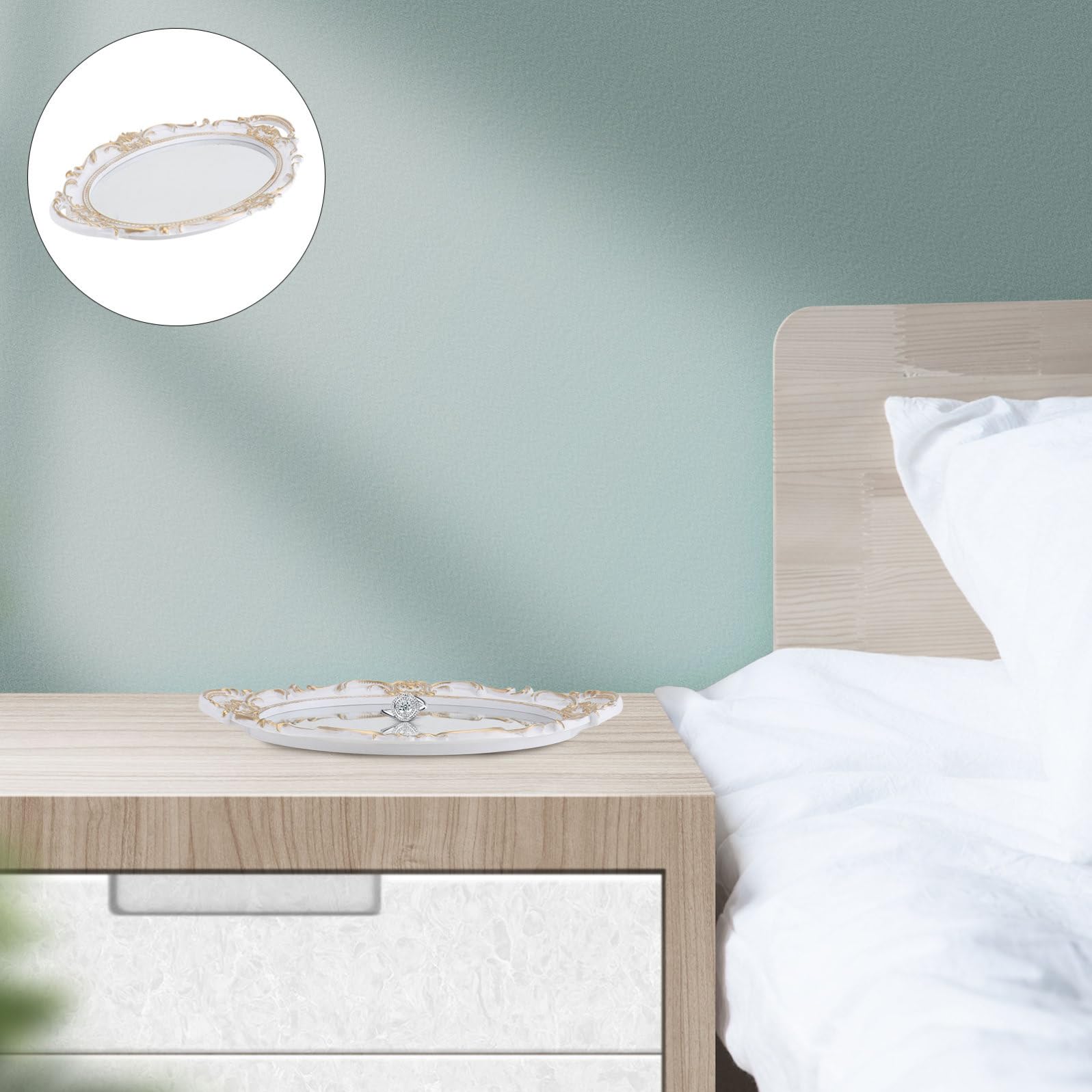 Alipis Vassoio Con Specchio Cosmetico Retrò Contenitore Decorativo Accessorio Fotografico Elegante Per Gli Amici