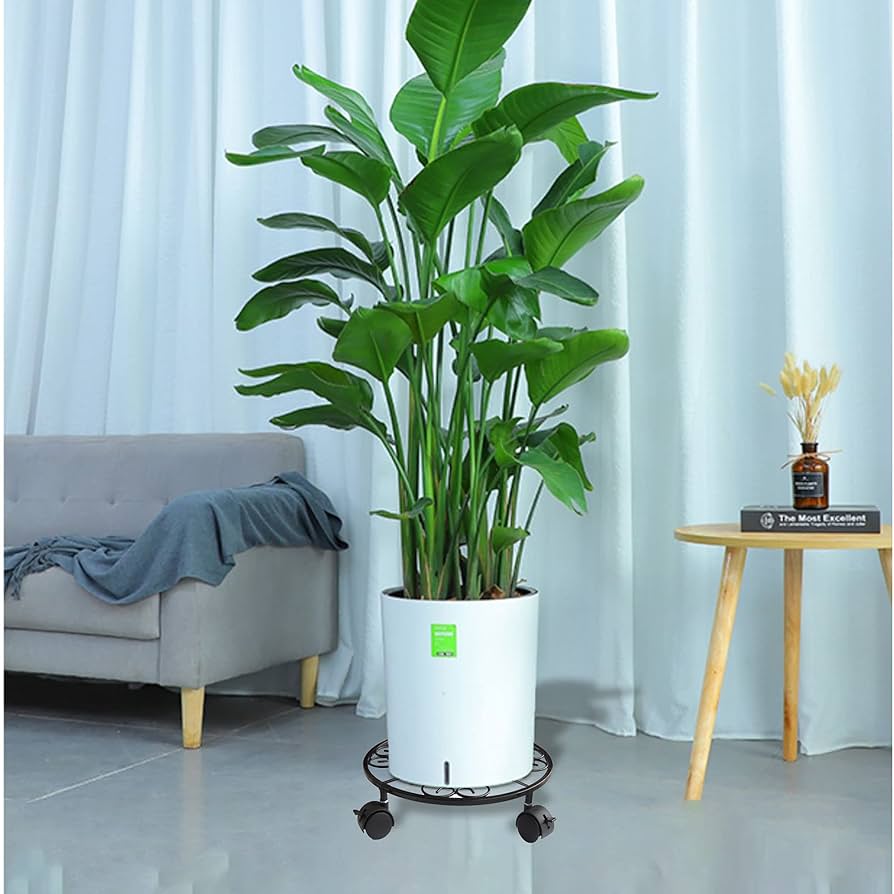 BESTonZON Pflanzenroller 2 Stück - Metall Blumenständer Mit Rädern Innen/Außen