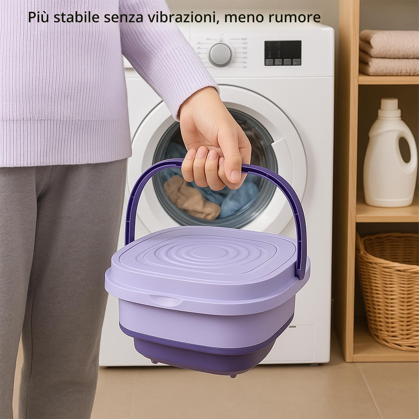 Mini Lavatrice Portatile 8L Pieghevole Motore Silenzioso Lavaggio Veloce per Vestiti Neonati, Biancheria Intima e Delicati, Dormitorio da Viaggio