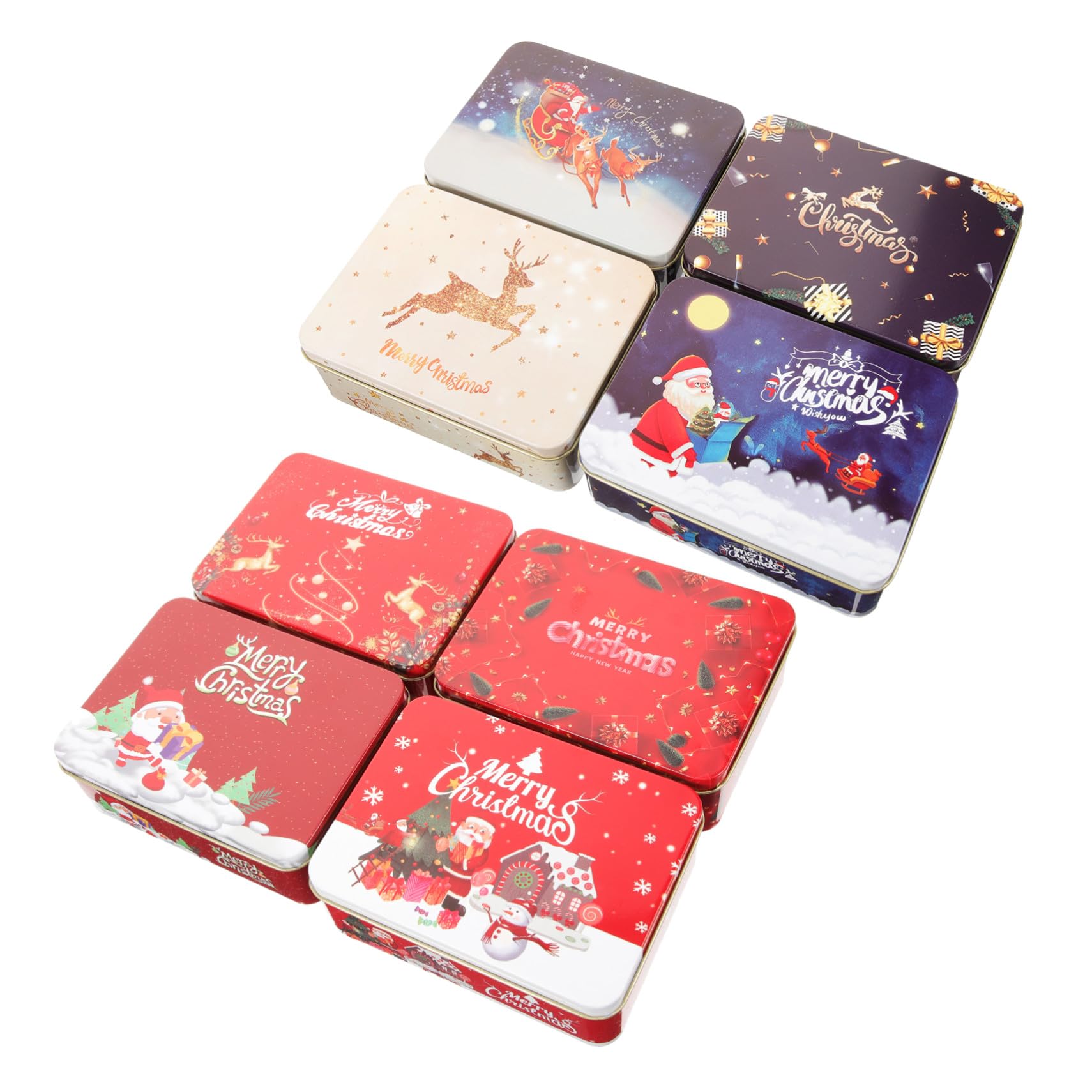 UTHCLO 8stücke Kleine Metall-geschenkkartendosen aus Weißblech mit Deckel Geschenkbüchsen mit Weihnachtsmotiv für Karten Kekse und Bonbons Formstabile Aufbewahrungsboxen Zufälliger Stil